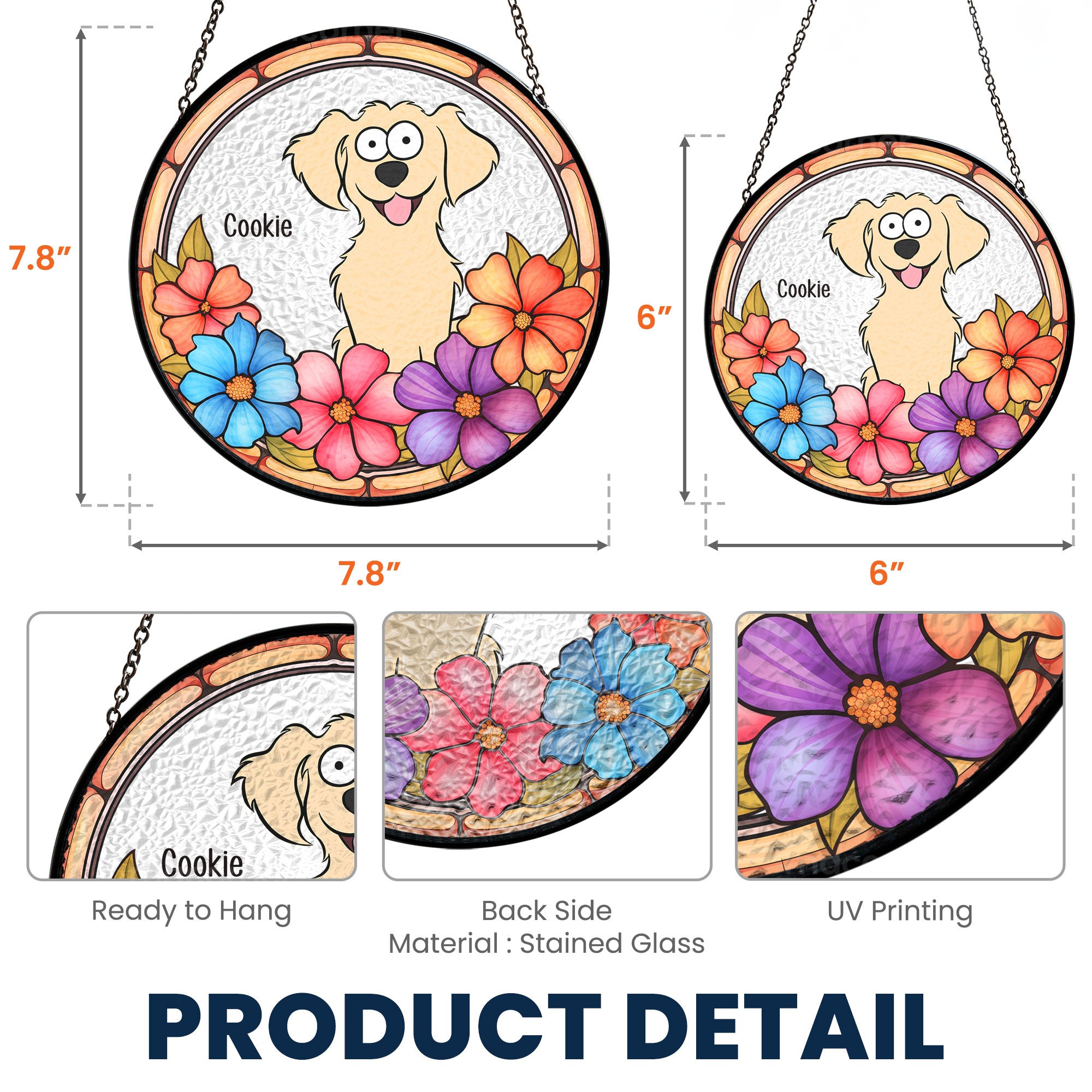 Custom Your Adorable Pet - Personalized Stained Glass Window Hanging Suncatcher