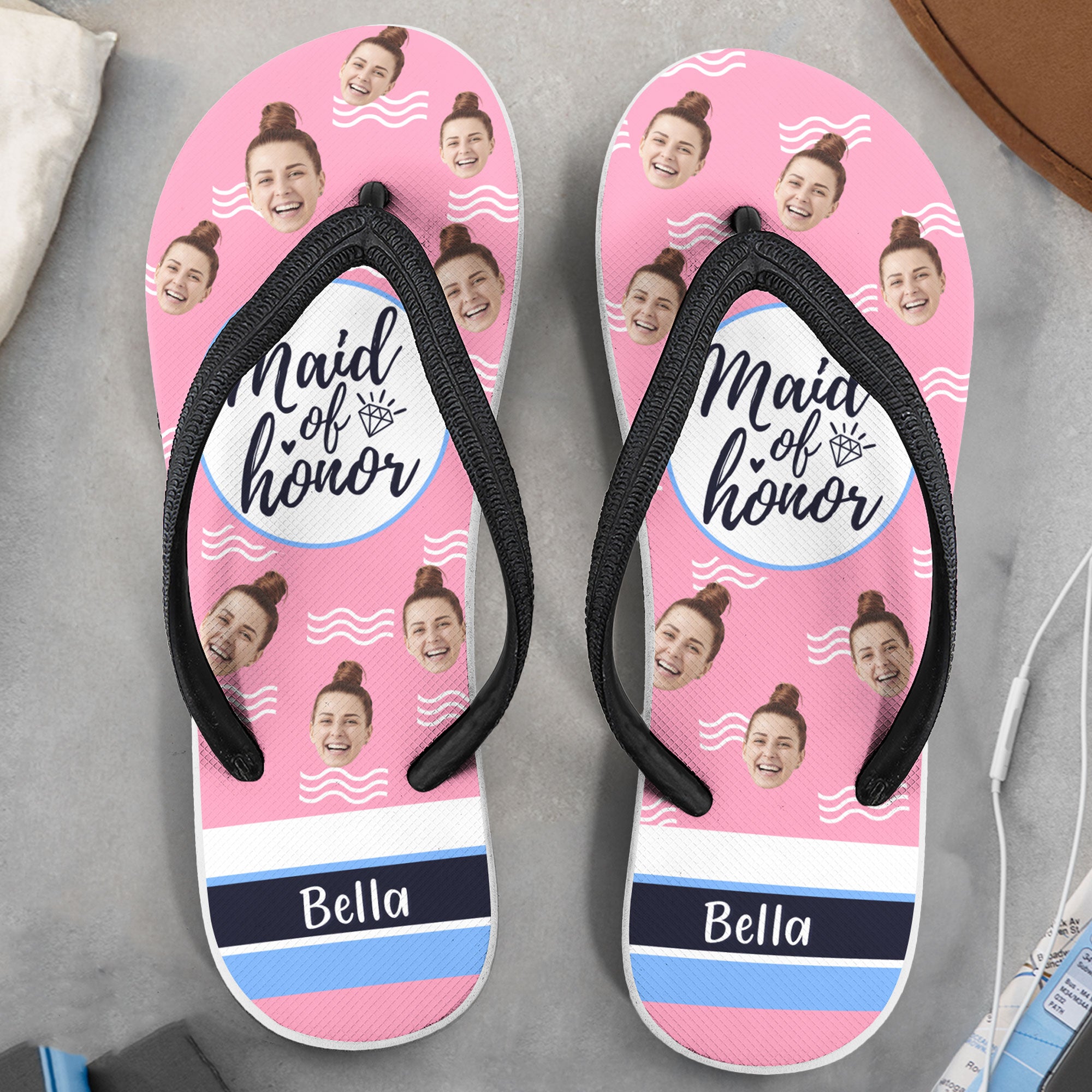 Custom Photo Bride Maids Squad - Personalized Photo Flip Flops