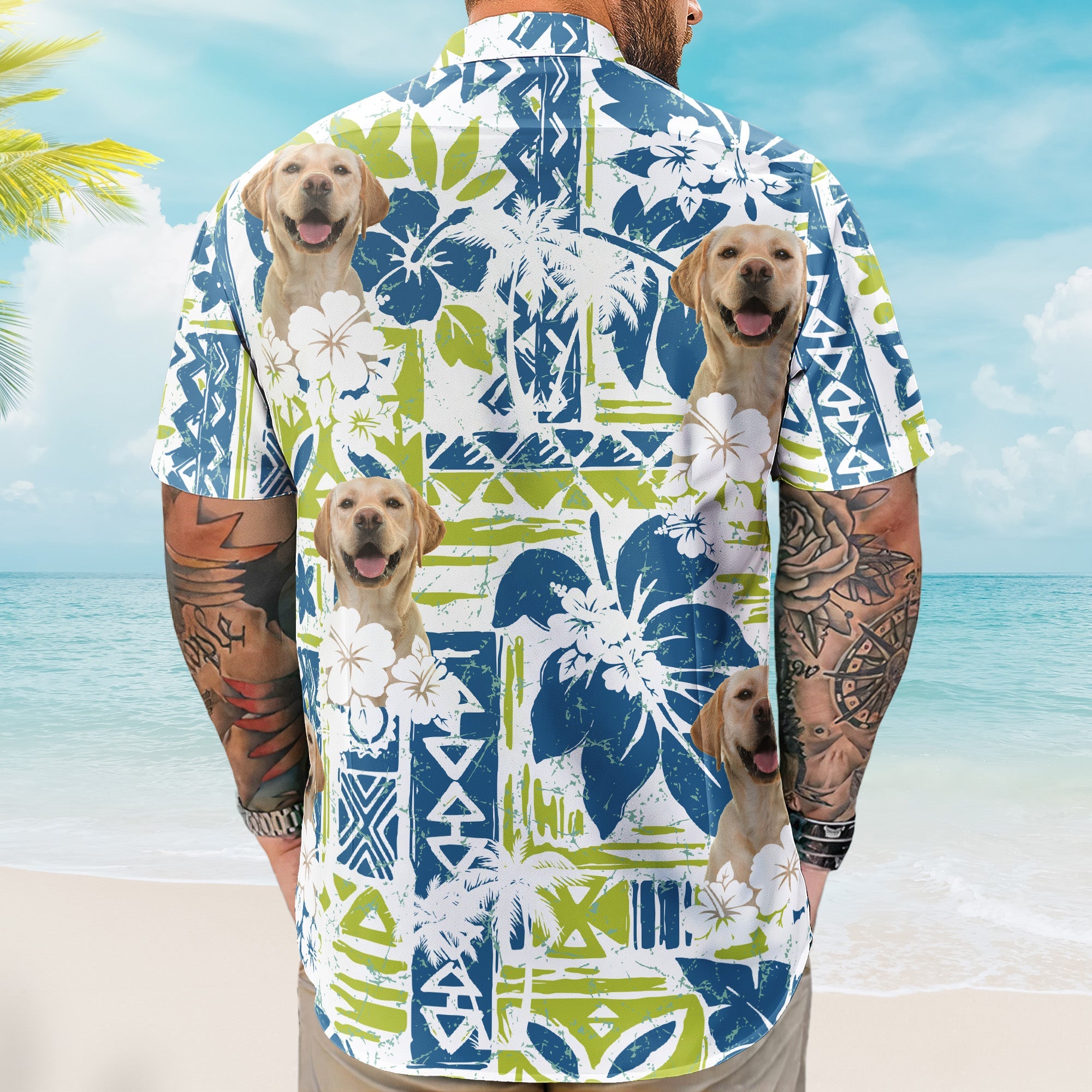 Custom Photo Funny Pet Family Friends Summer Tiki Bar - Custom Photo Hawaiian Shirts