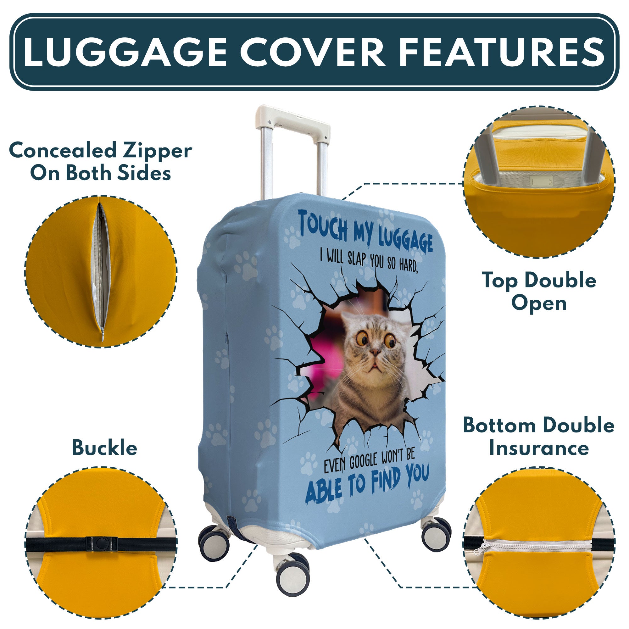 Custom Photo Touch My Luggage - Personalized Photo Luggage Cover