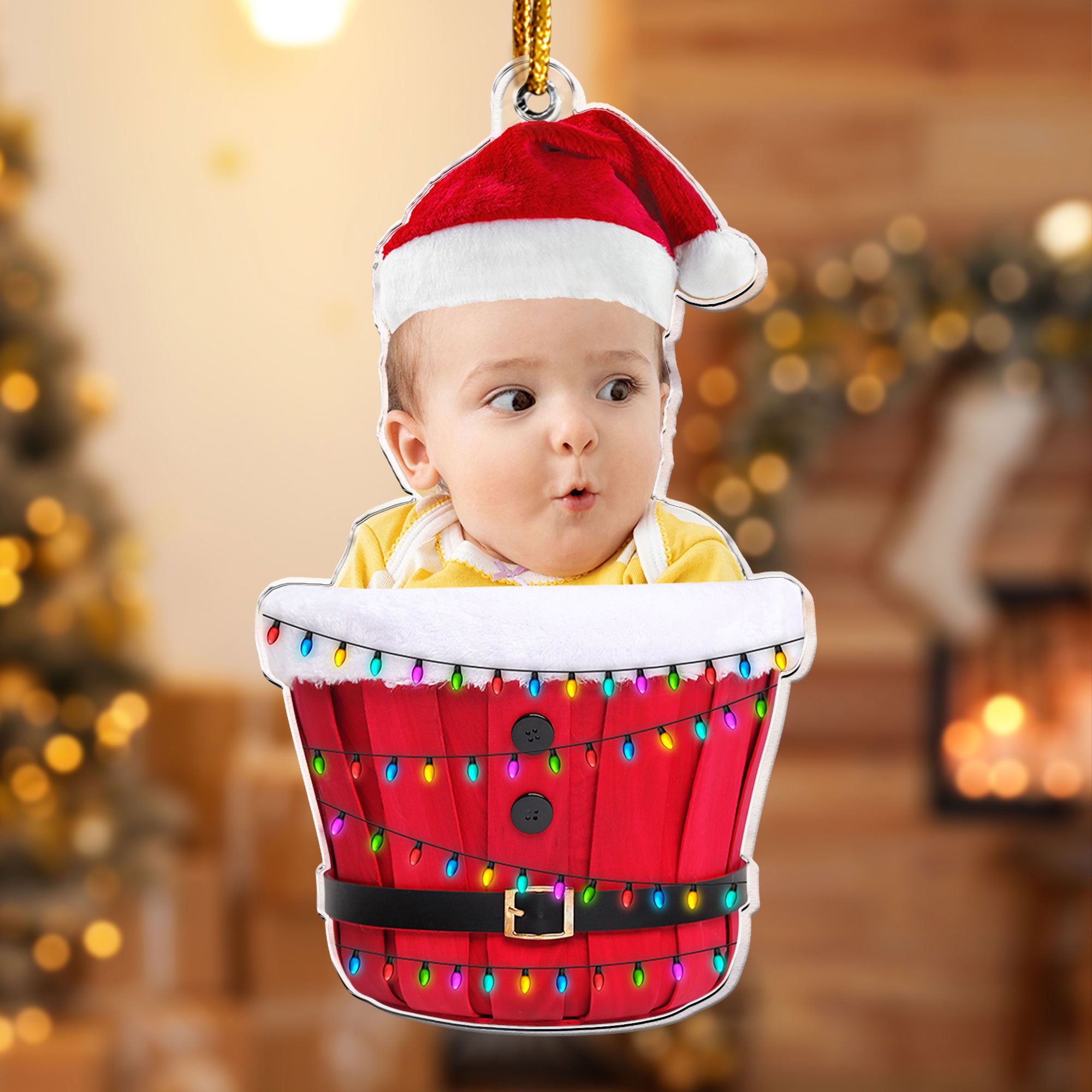 Cute Baby In Bucket - Personalized Acrylic Photo Ornament