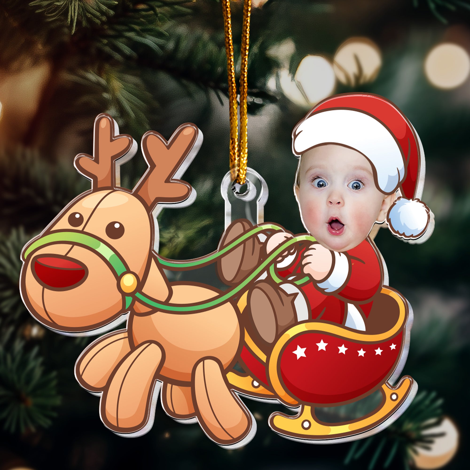 Cute Baby Santa - Personalized Acrylic Photo Ornament