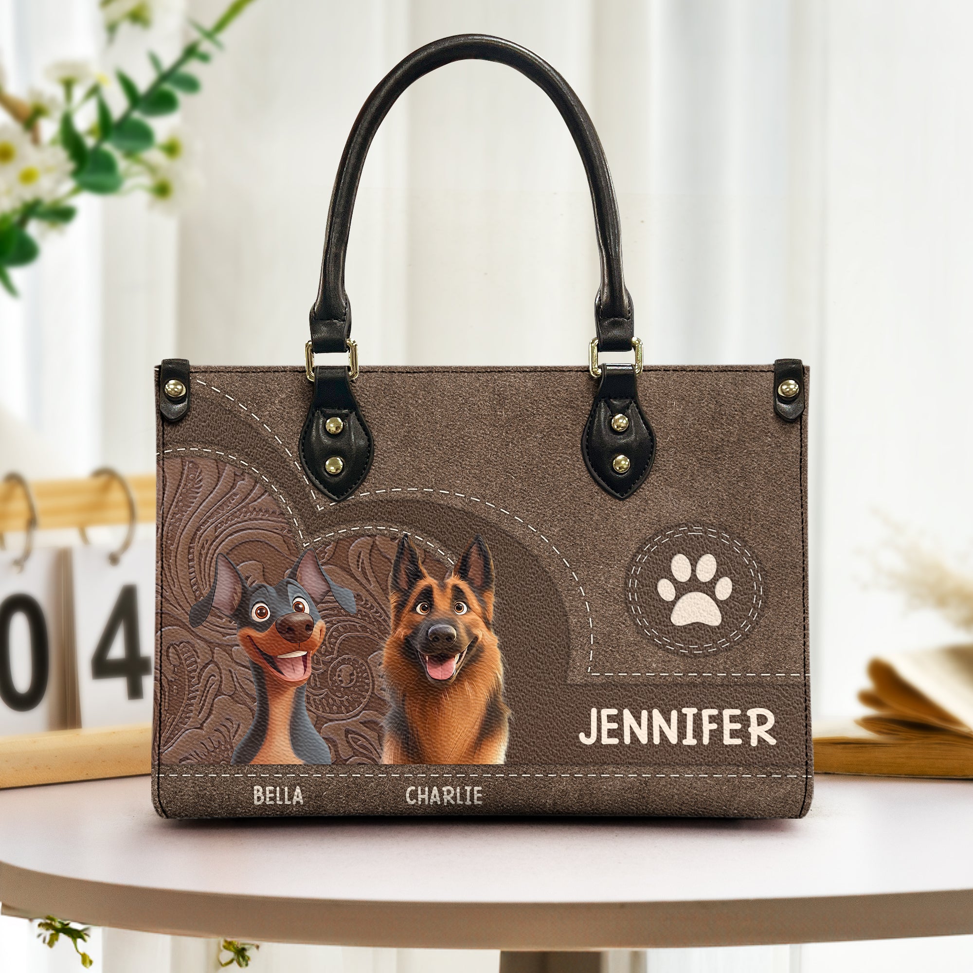 Cute Dog - Dog Mom - Personalized Leather Bag