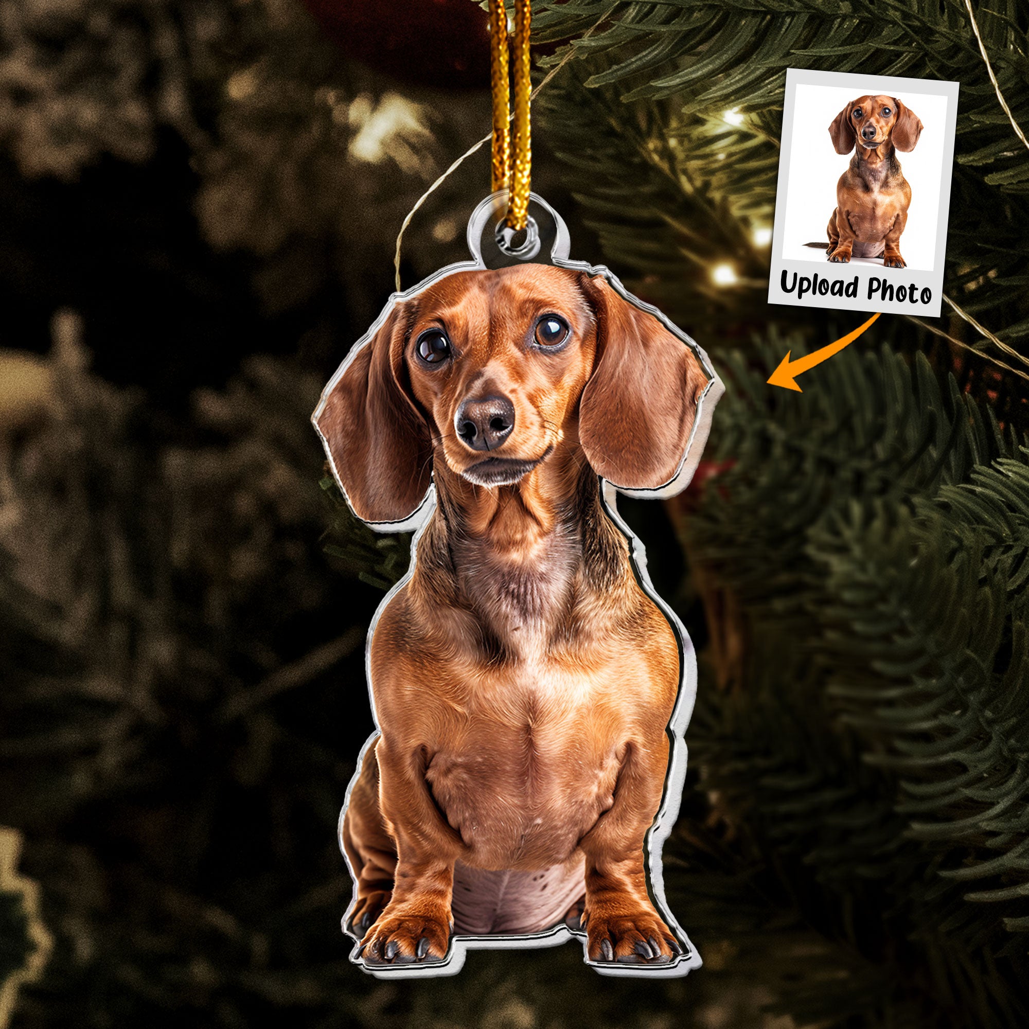 Dachshund Christmas Decorations - Personalized Acrylic Photo Ornament