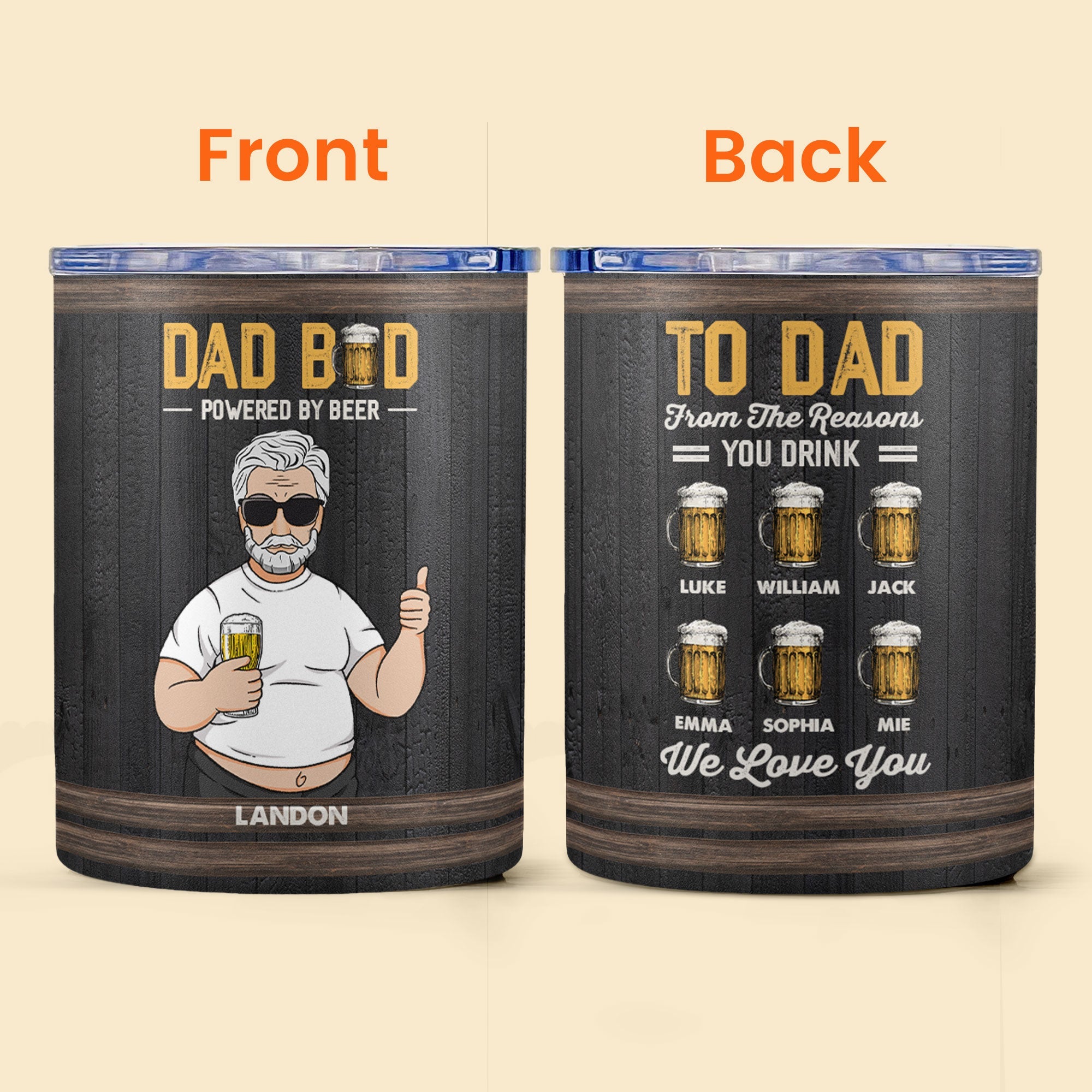 Dad Bod Powered By Beer - Personalized Lowball Tumbler