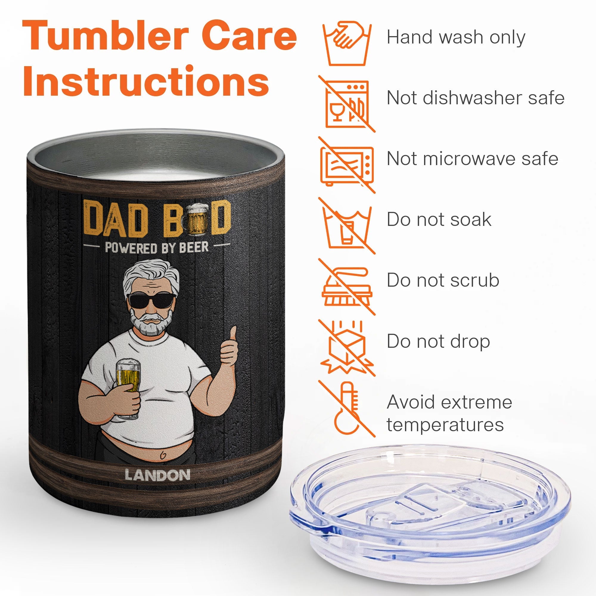 Dad Bod Powered By Beer - Personalized Lowball Tumbler