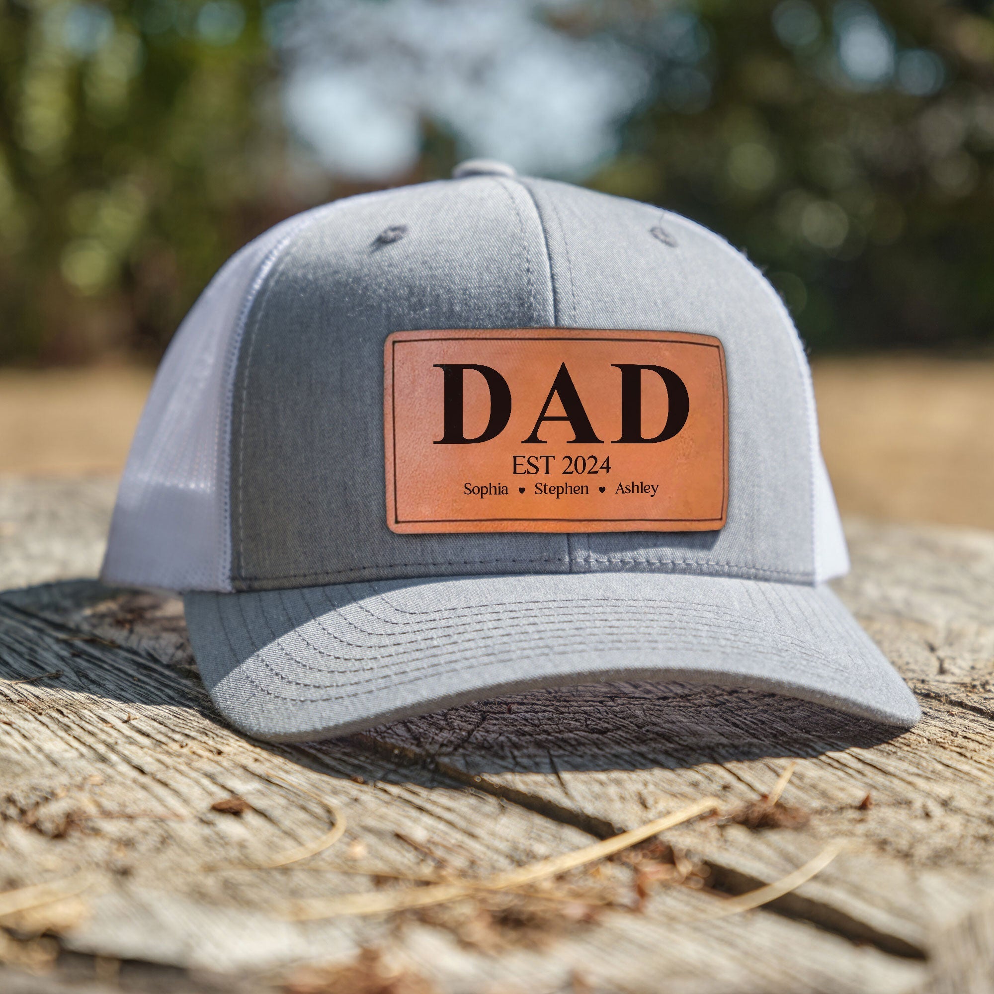 Dad Est - Personalized Leather Patch Hat