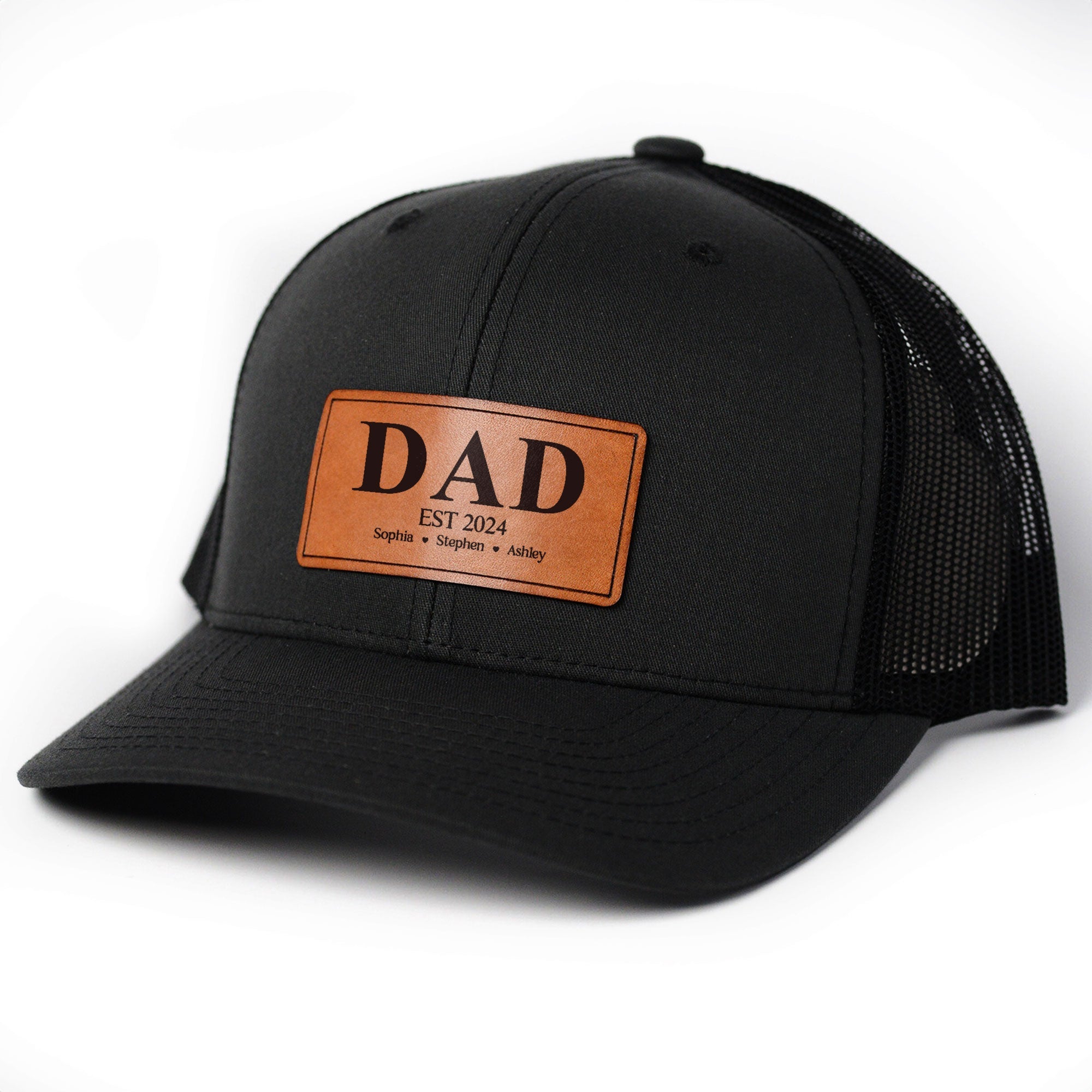 Dad Est - Personalized Leather Patch Hat