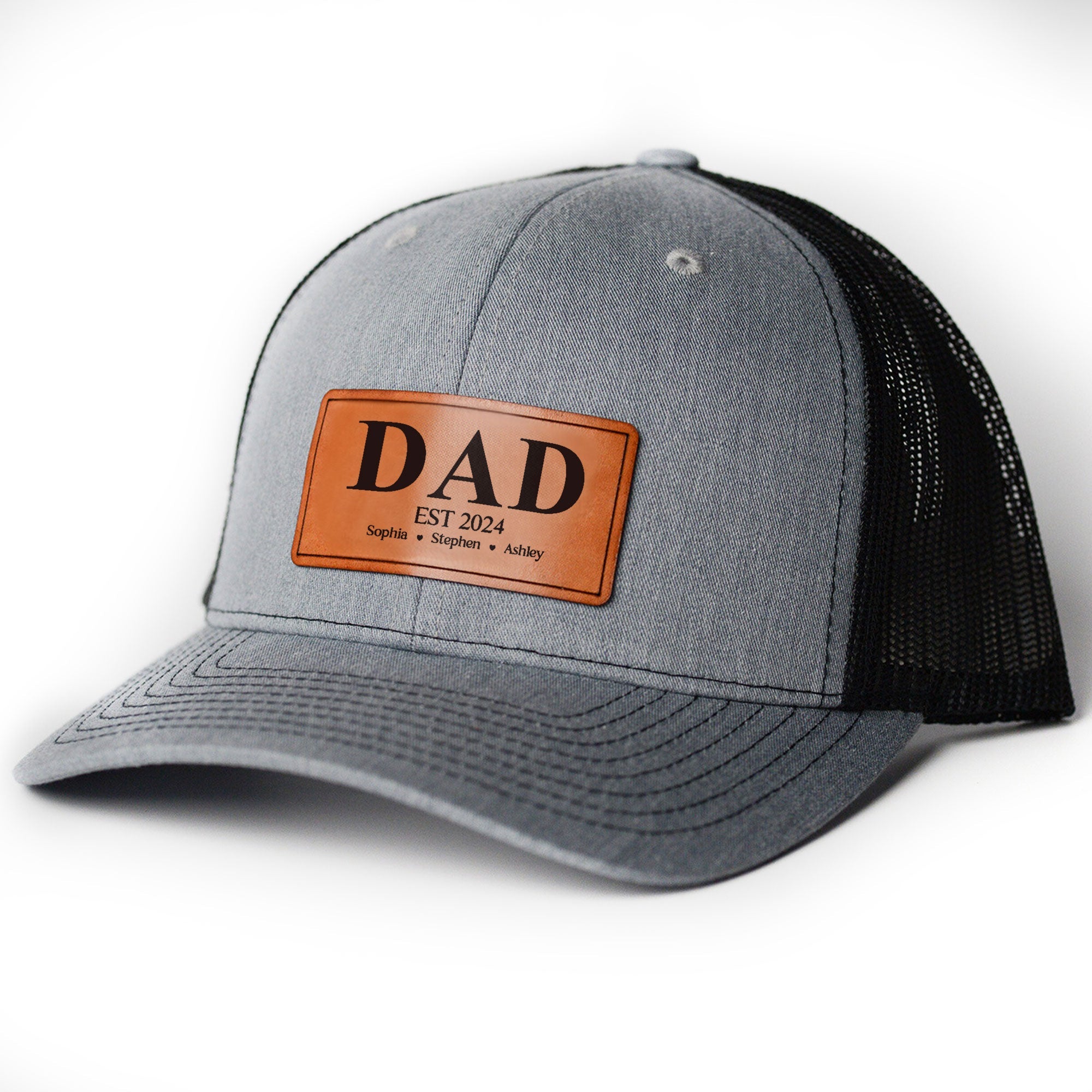 Dad Est - Personalized Leather Patch Hat