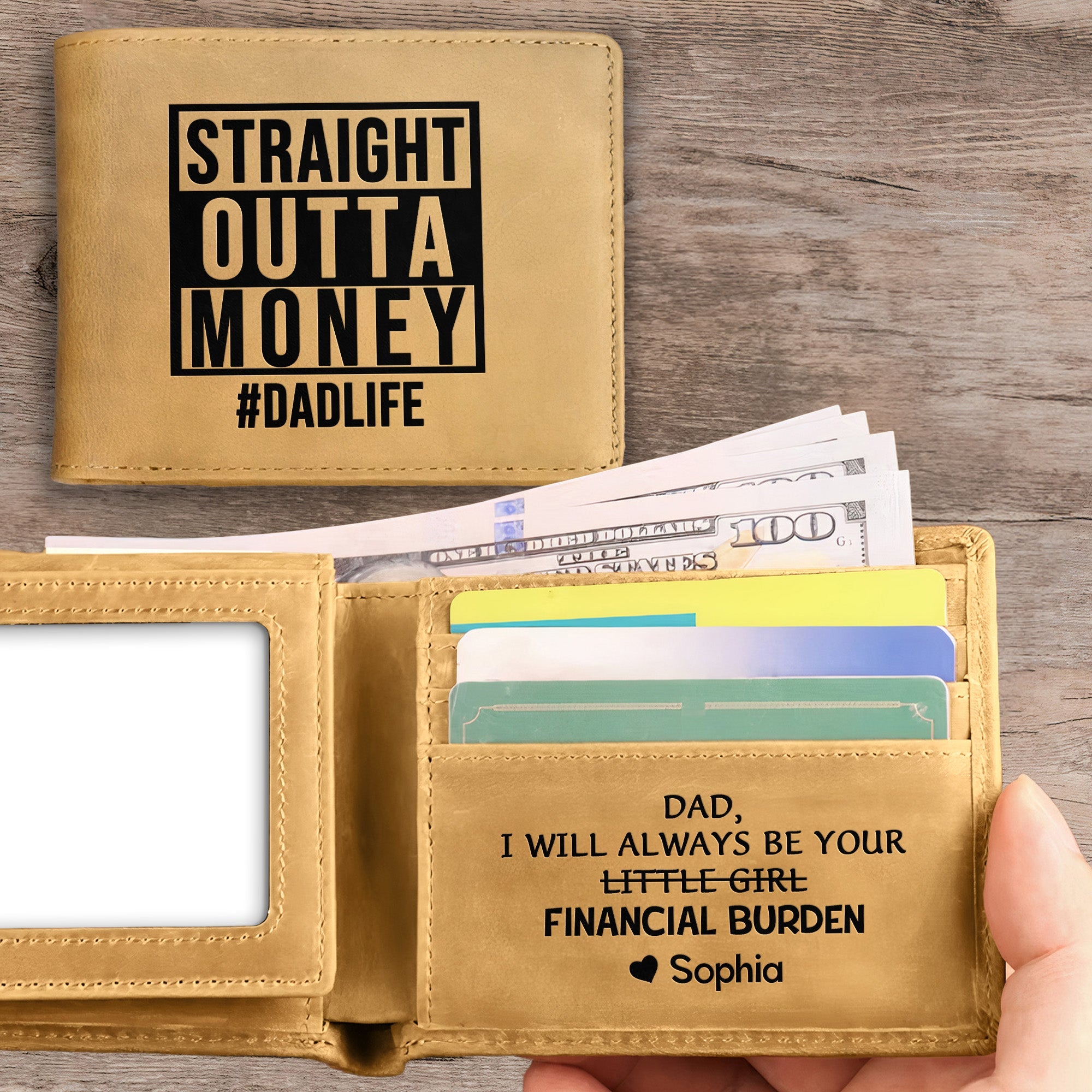 Dad I Will Always Be Your Little Girl Financial Burden - Personalized Leather Wallet