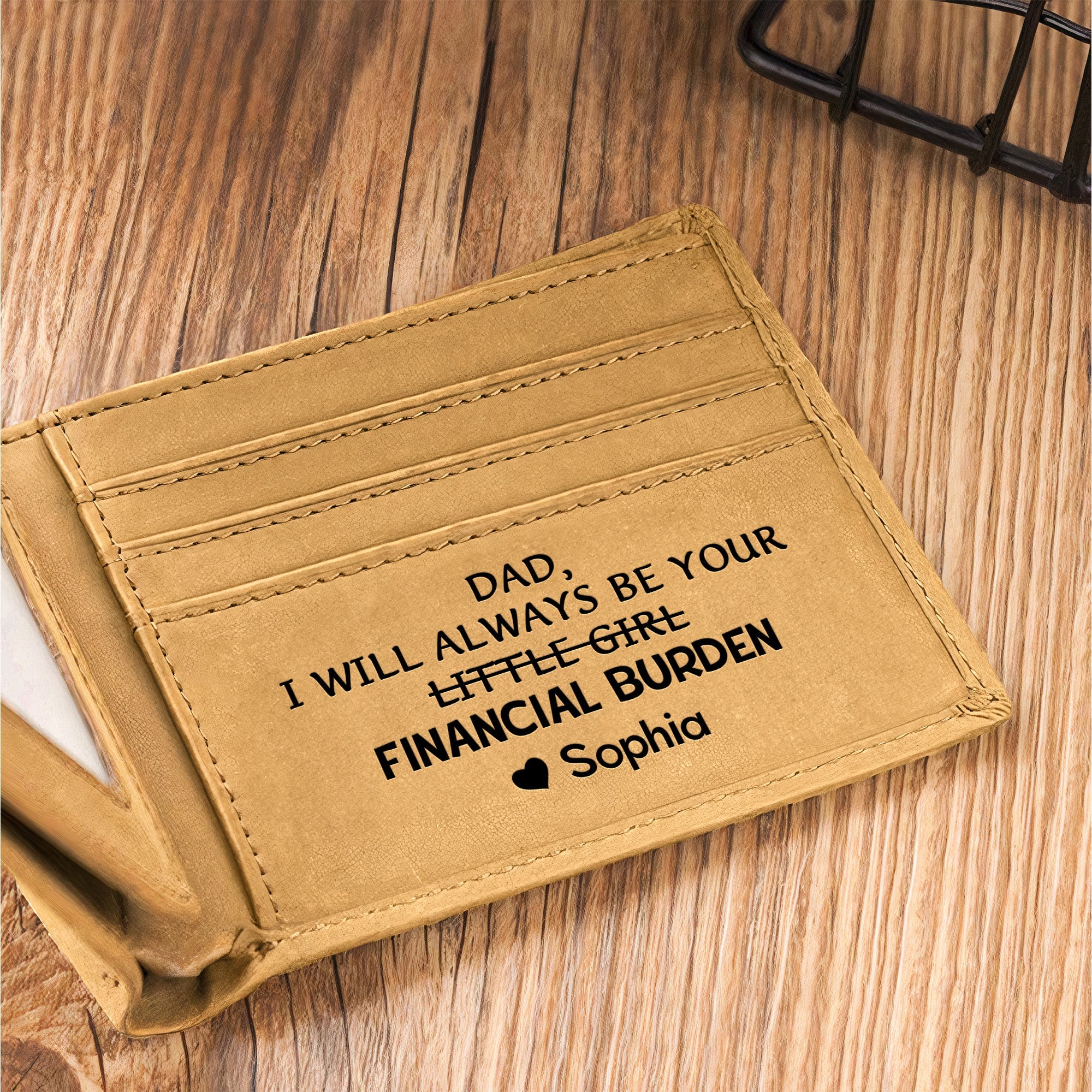 Dad I Will Always Be Your Little Girl Financial Burden - Personalized Leather Wallet