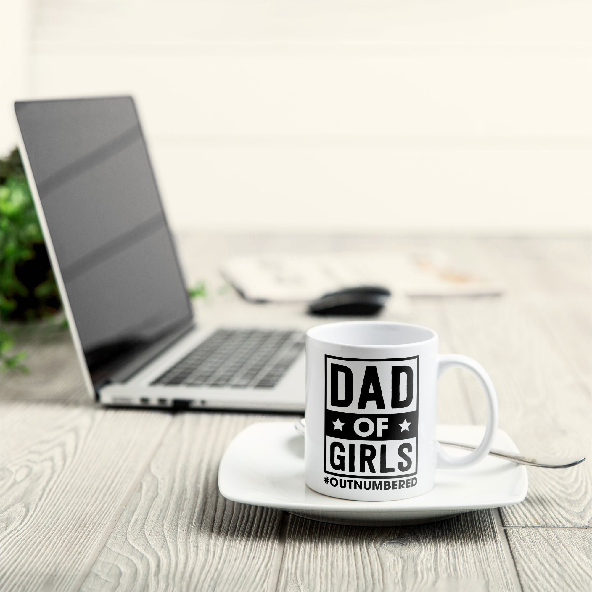 Dad Of Girls #Outnumbered - Personalized Mug - Christmas Birthday Gift For Dad - From Son, Daughter