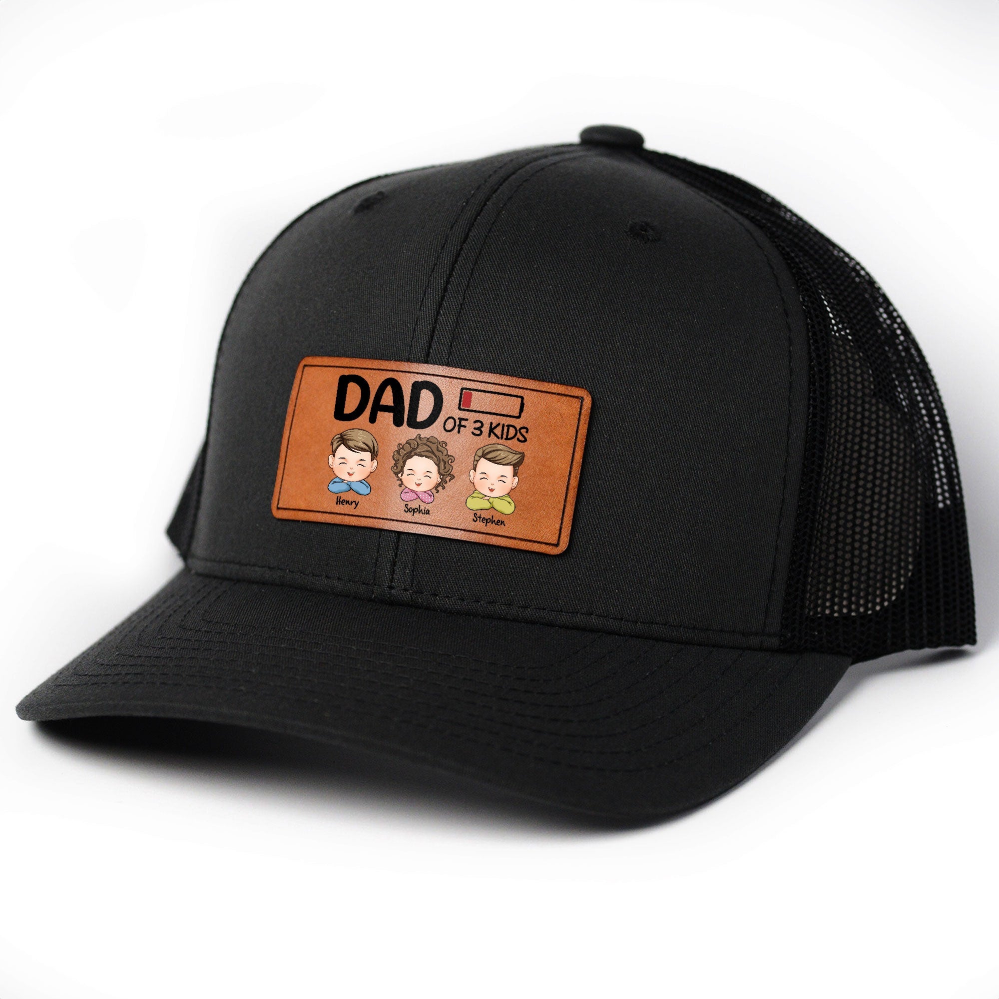 Dad Of Kids - Personalized Leather Patch Hat