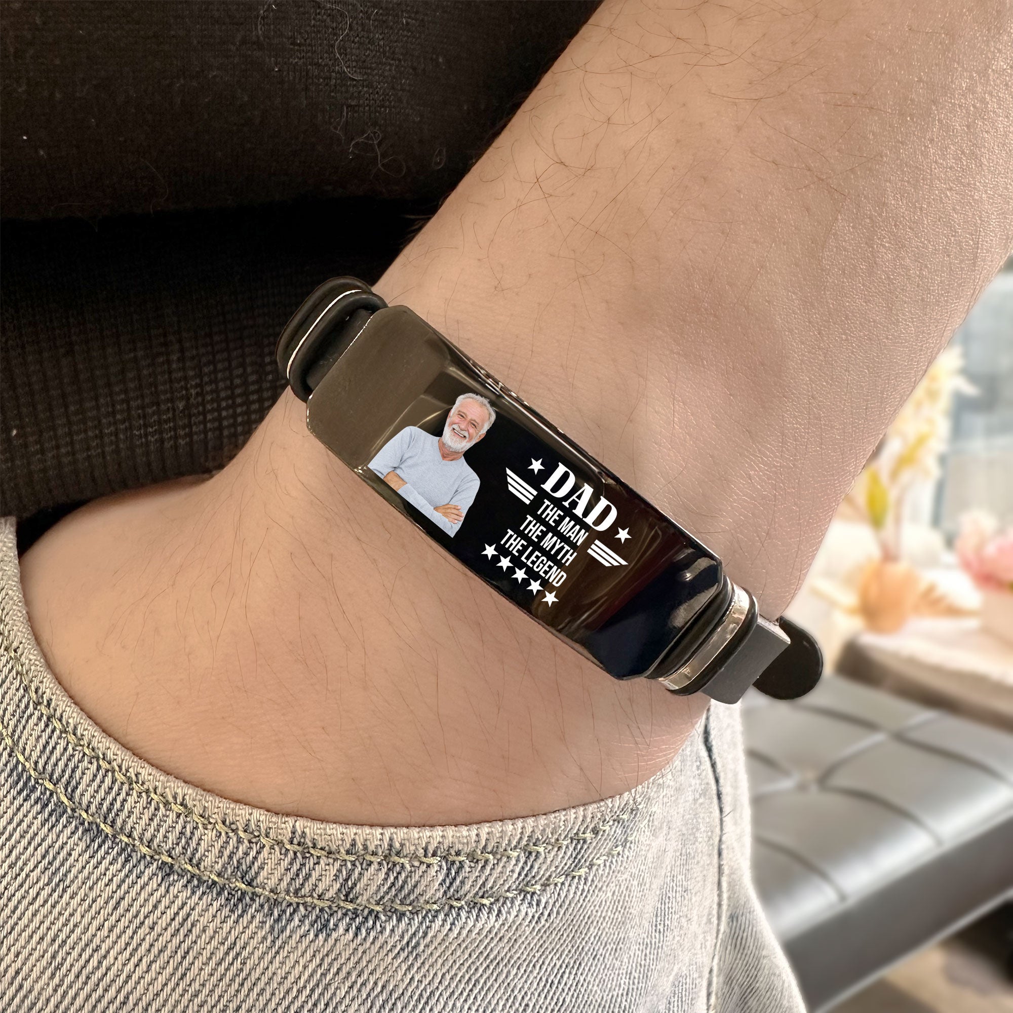 Dad The Man The Myth The Legend - Personalized Photo Bracelet