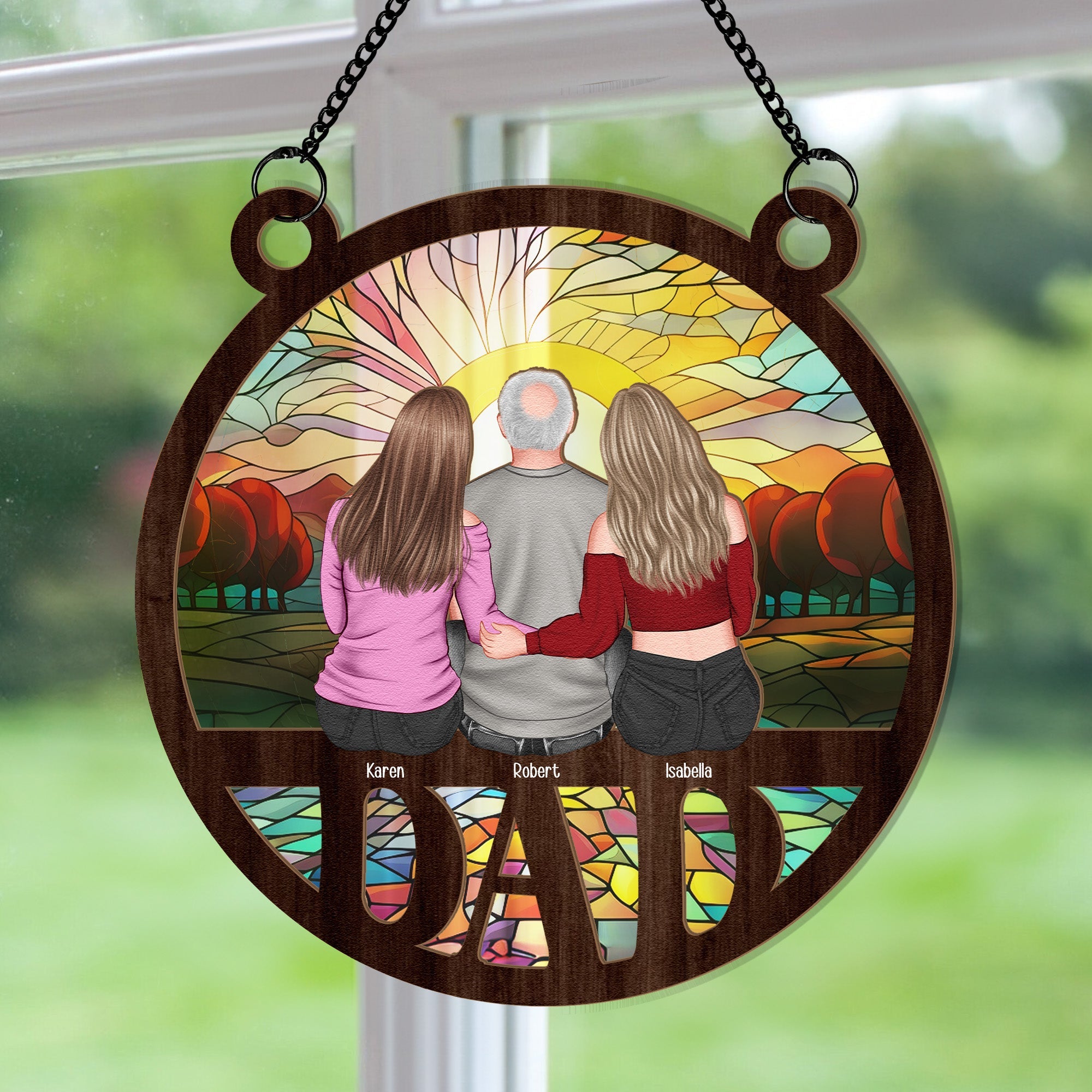 Dad We Love You - Personalized Window Hanging Suncatcher Ornament