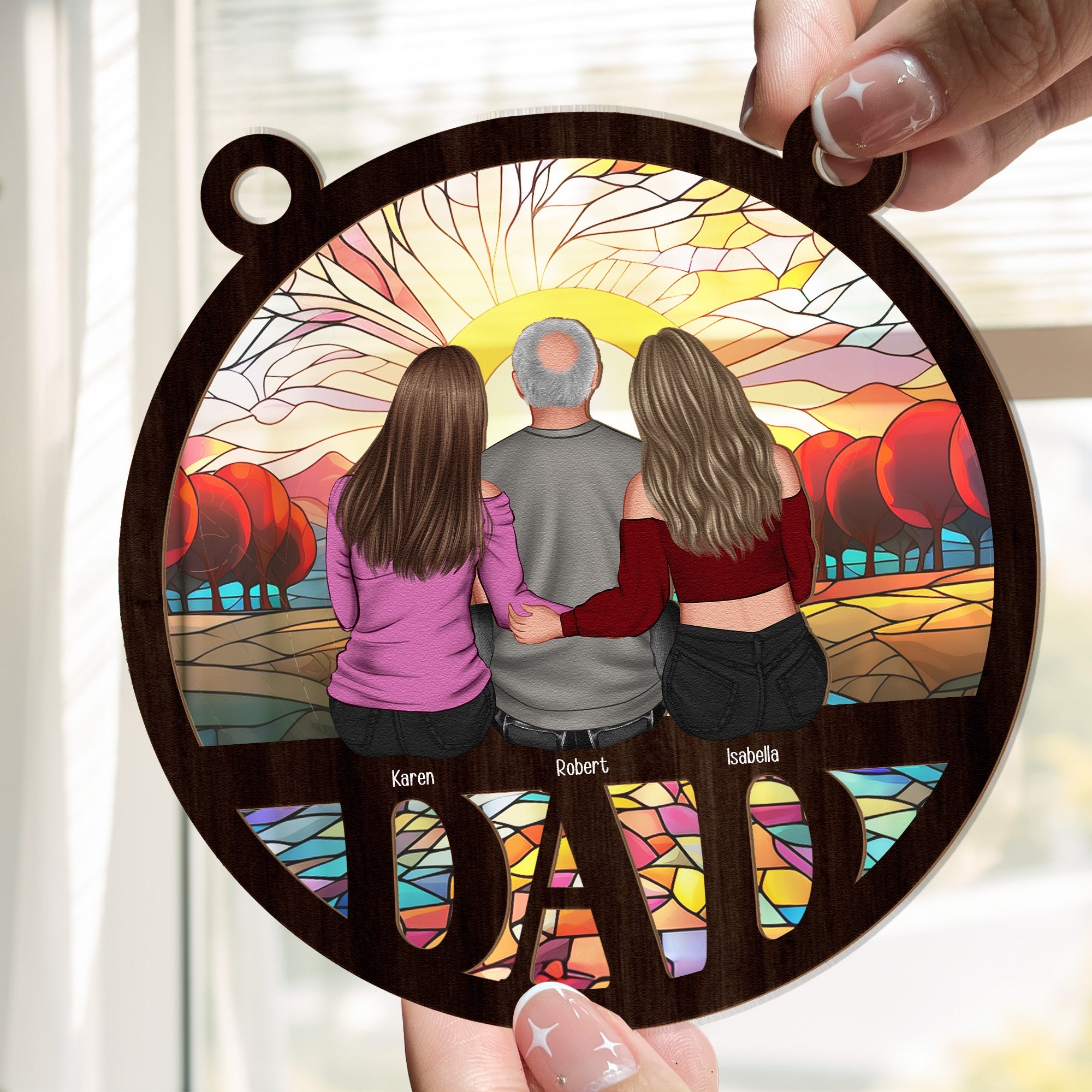 Dad We Love You - Personalized Window Hanging Suncatcher Ornament