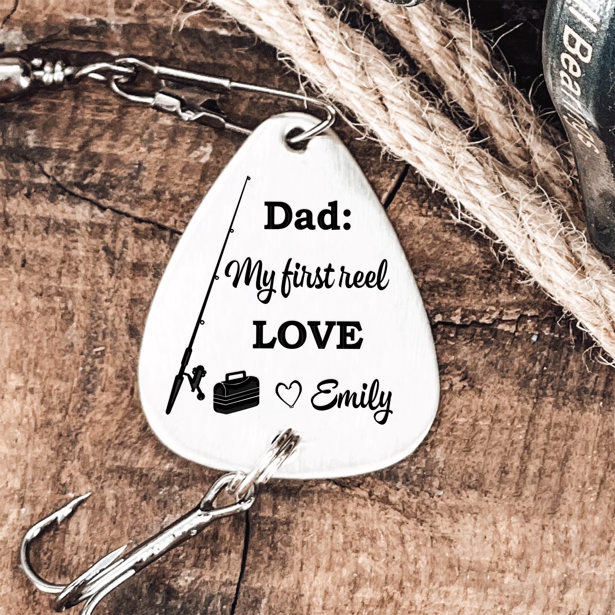 Dad, My First Reel Love - Personalized Fishing Lure Keychain