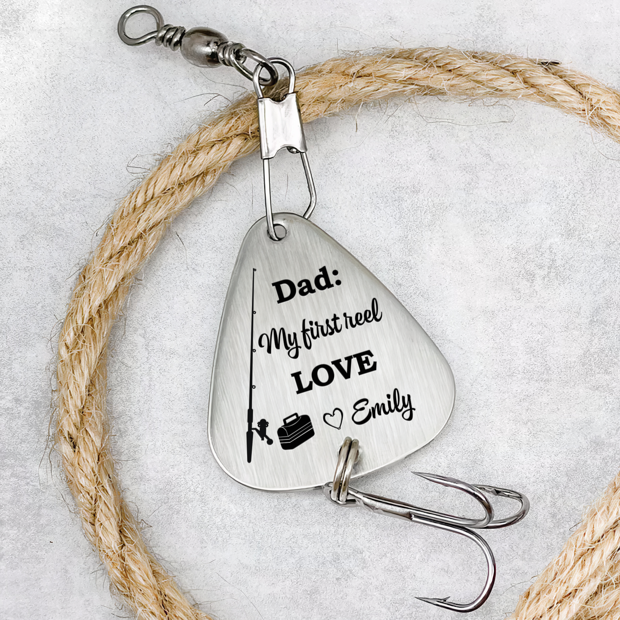 Dad, My First Reel Love - Personalized Fishing Lure Keychain