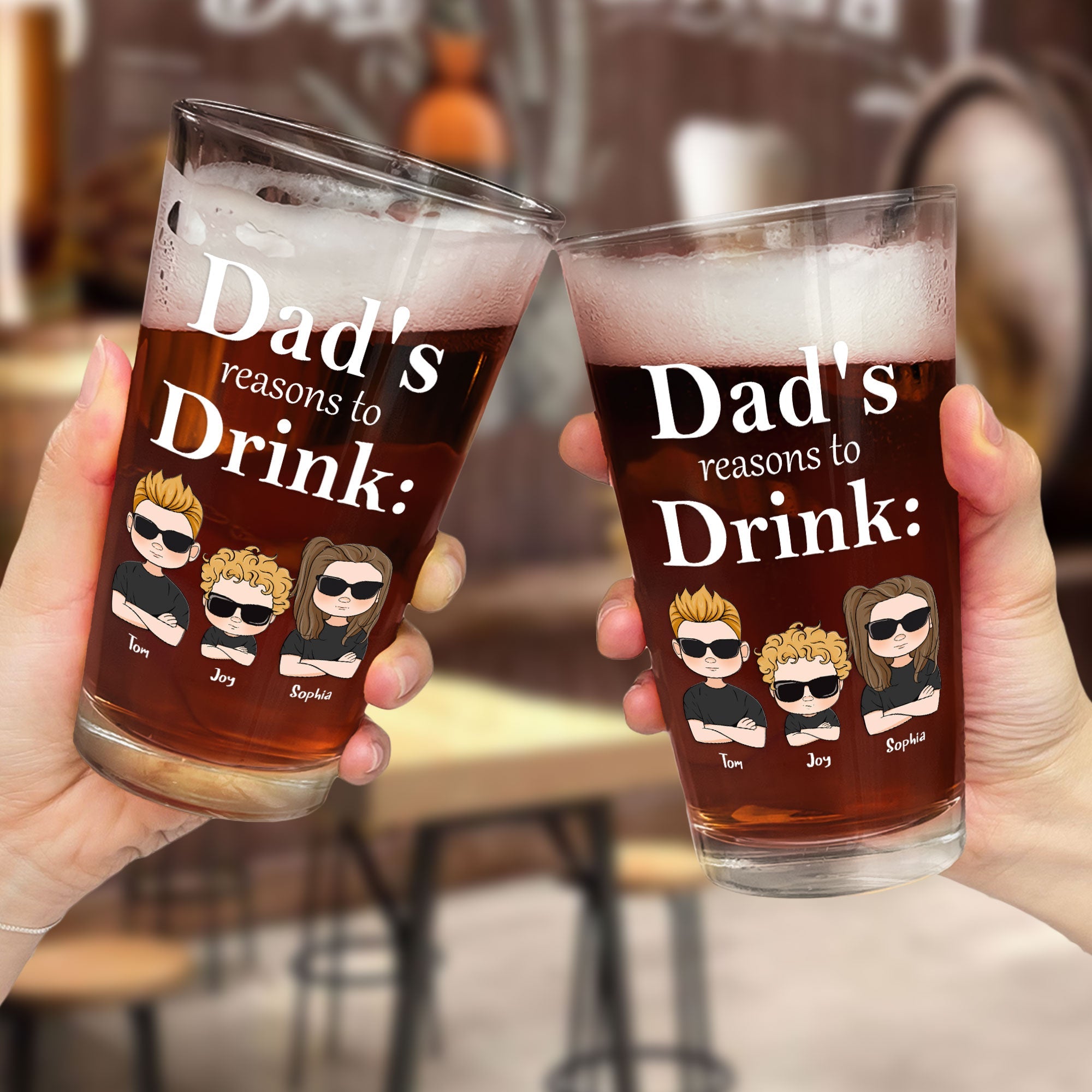 Dad's Reasons To Drink - Personalized Beer Glass