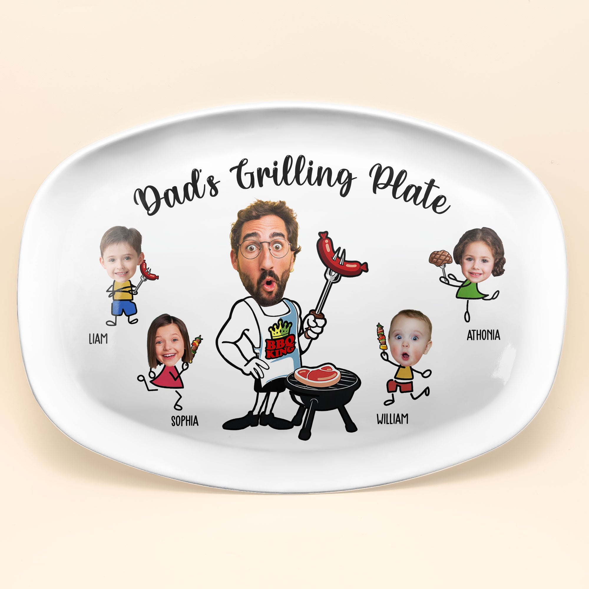 Daddy Grilling - Father's Day Gifts For Dad, Christmas Gift For Grandpa, Father - Personalized Photo Platter