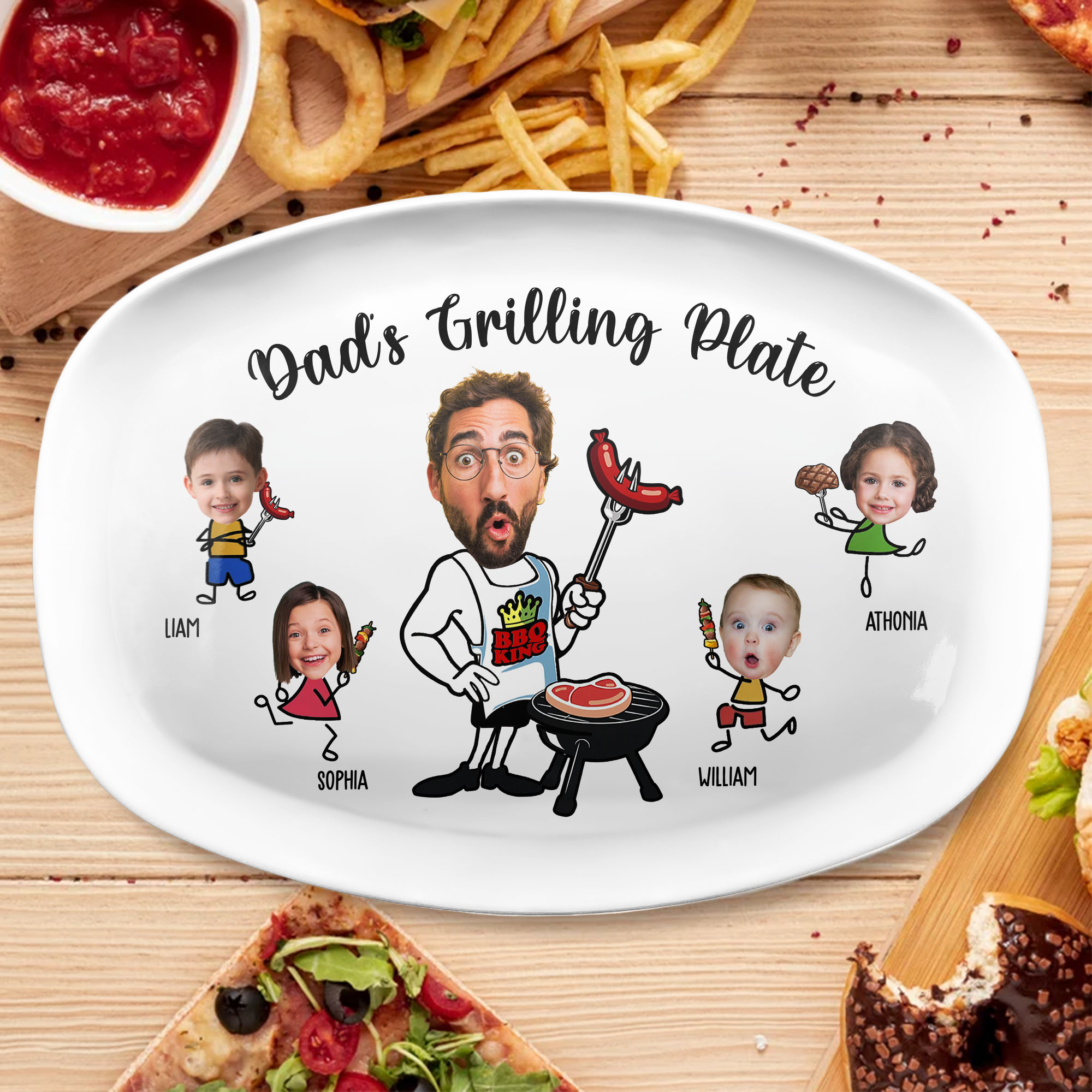 Daddy Grilling - Father's Day Gifts For Dad, Christmas Gift For Grandpa, Father - Personalized Photo Platter