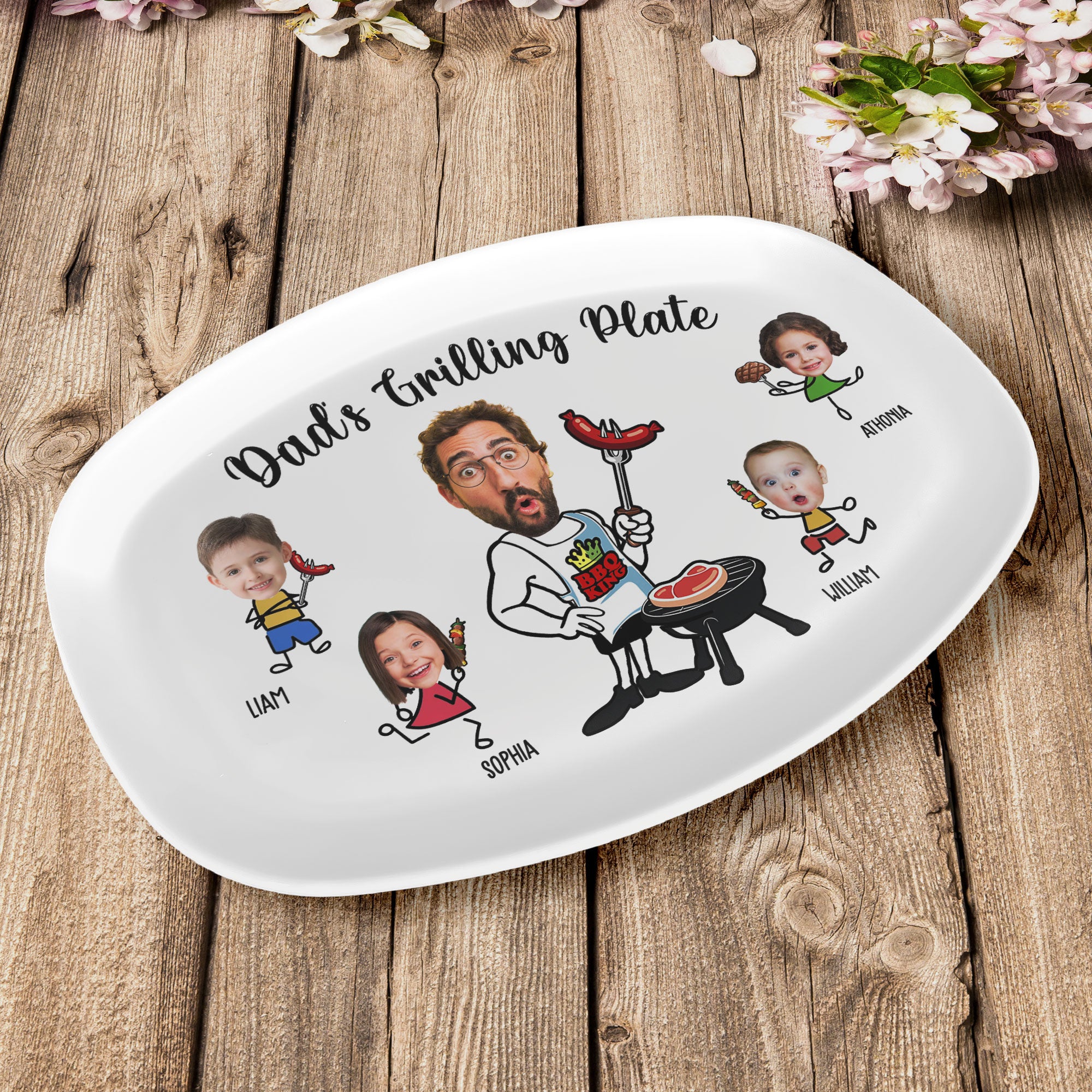 Daddy Grilling - Father's Day Gifts For Dad, Christmas Gift For Grandpa, Father - Personalized Photo Platter