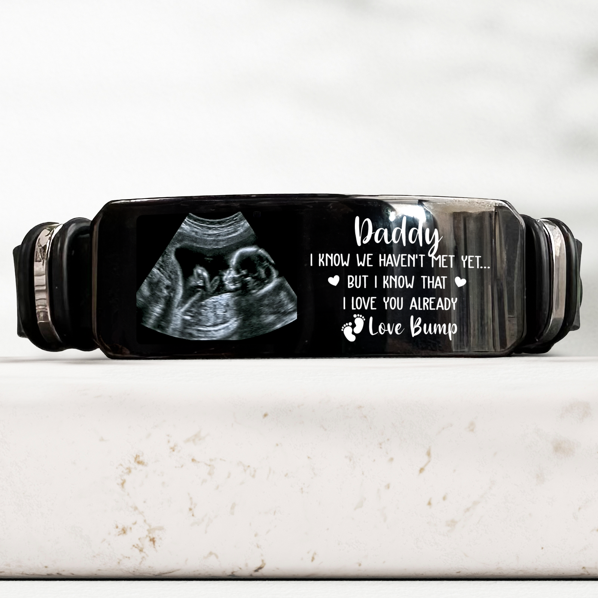 Daddy Love Bump Father's Day Gift For Men - Personalized Photo Bracelet