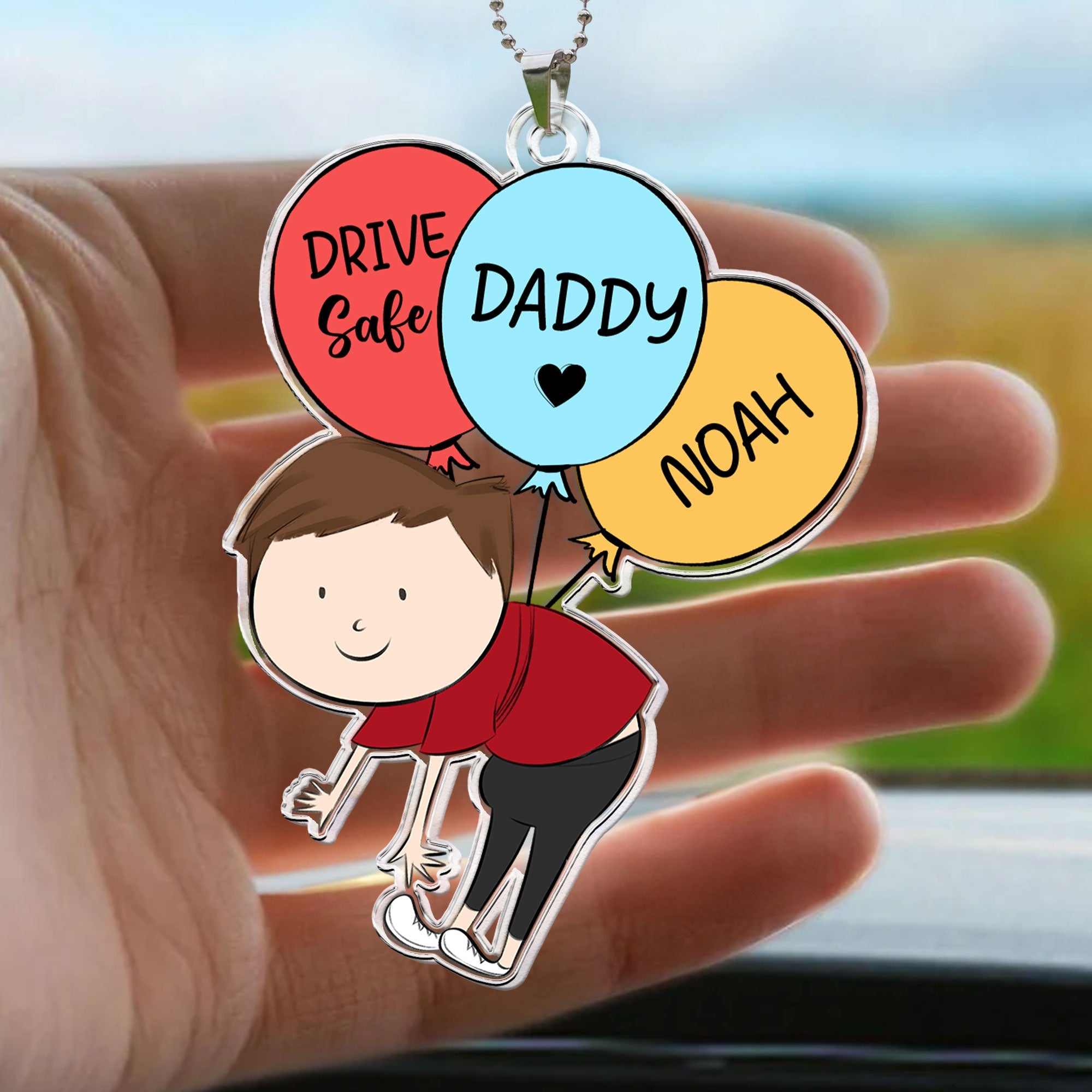 Daddy, Drive Safe - Personalized Rear View Mirror Accessory