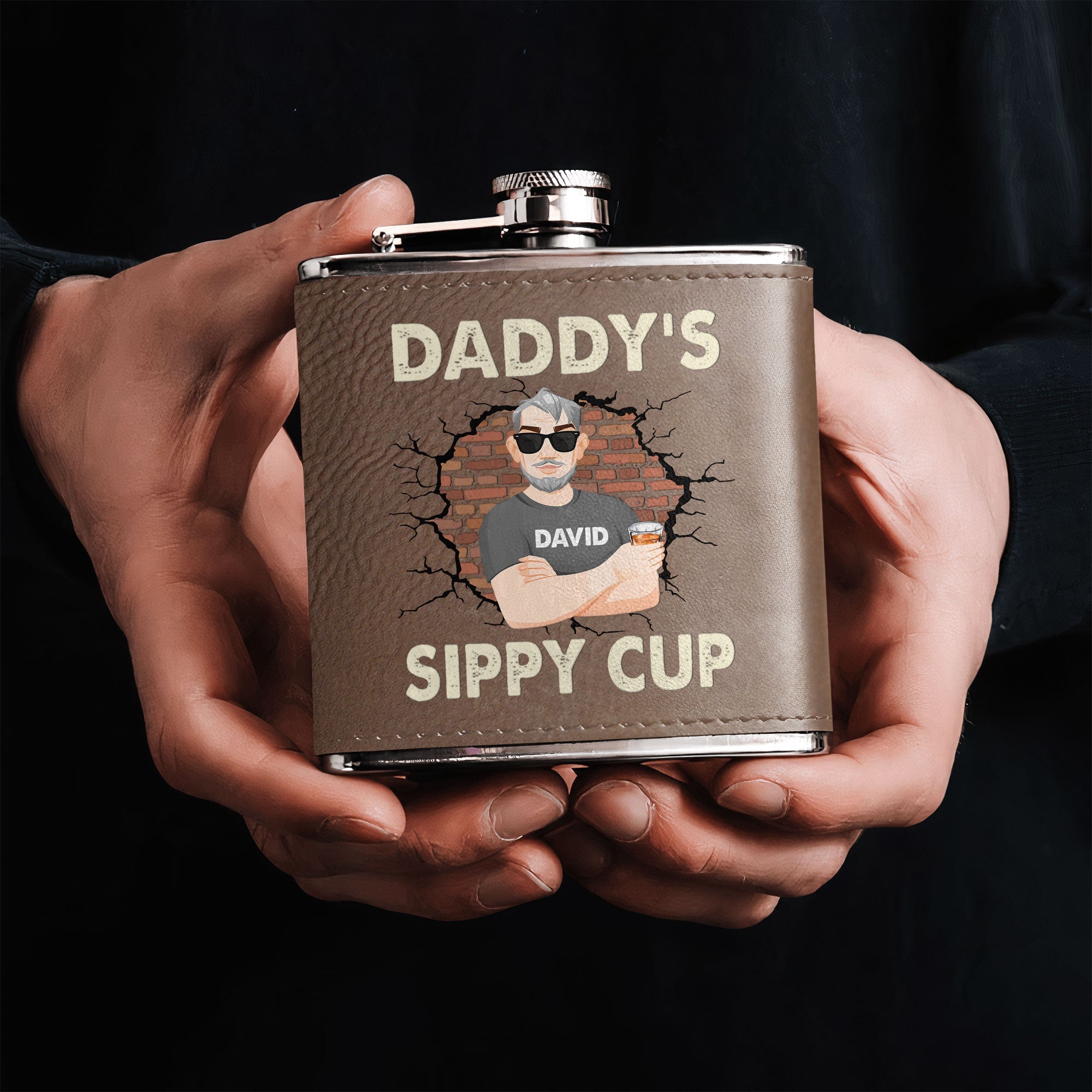 Daddy's Sippy Cup - Personalized Leather Flask