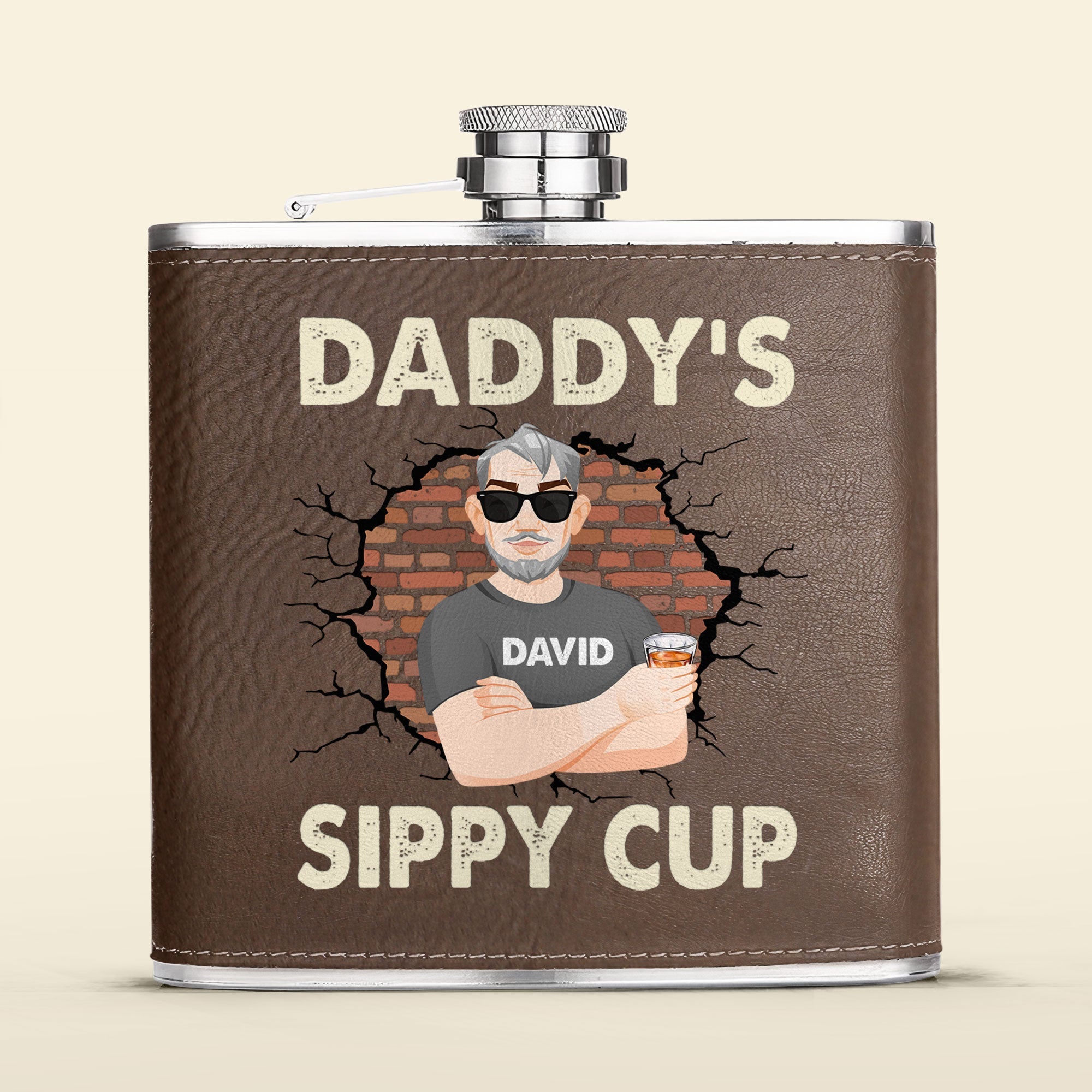 Daddy's Sippy Cup - Personalized Leather Flask