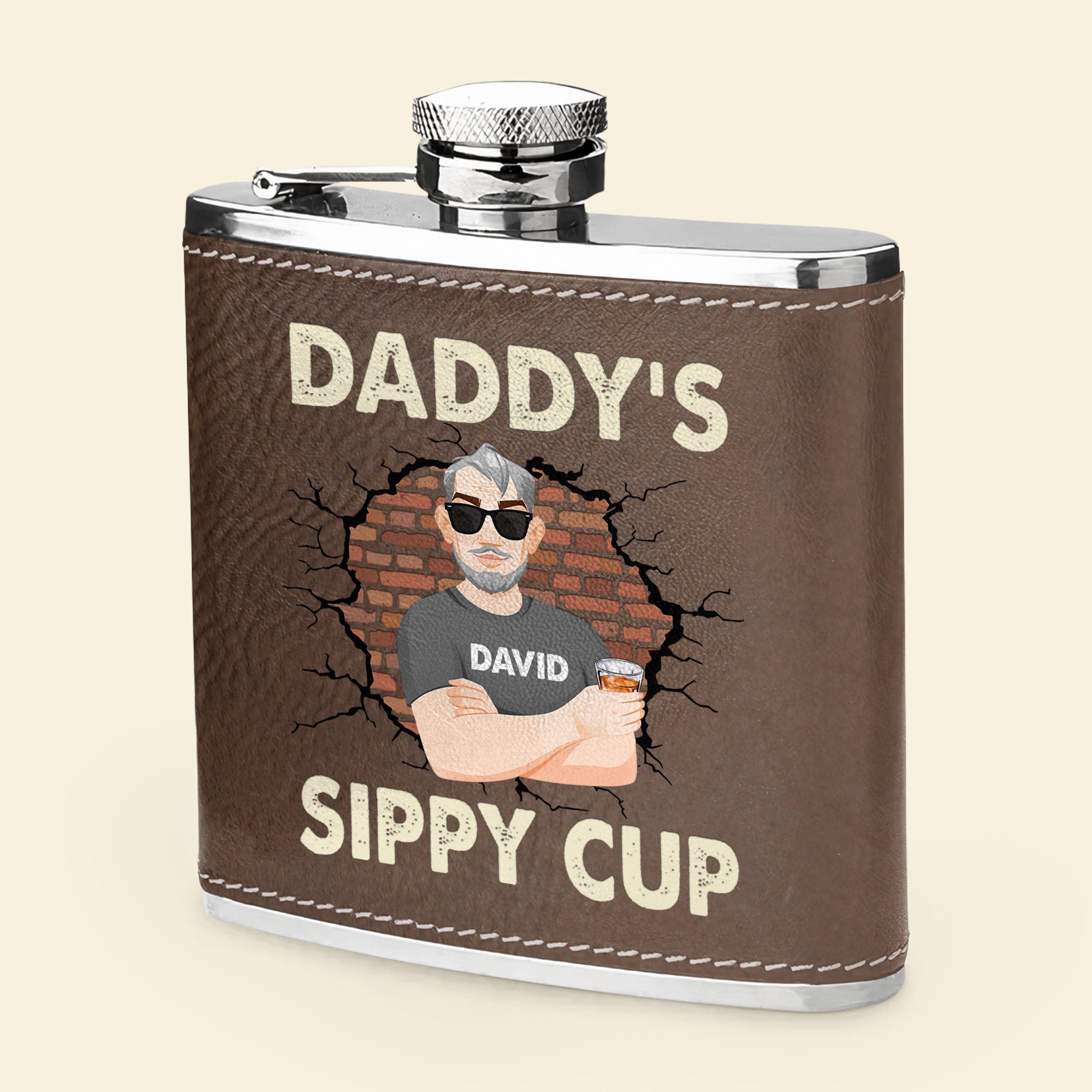 Daddy's Sippy Cup - Personalized Leather Flask