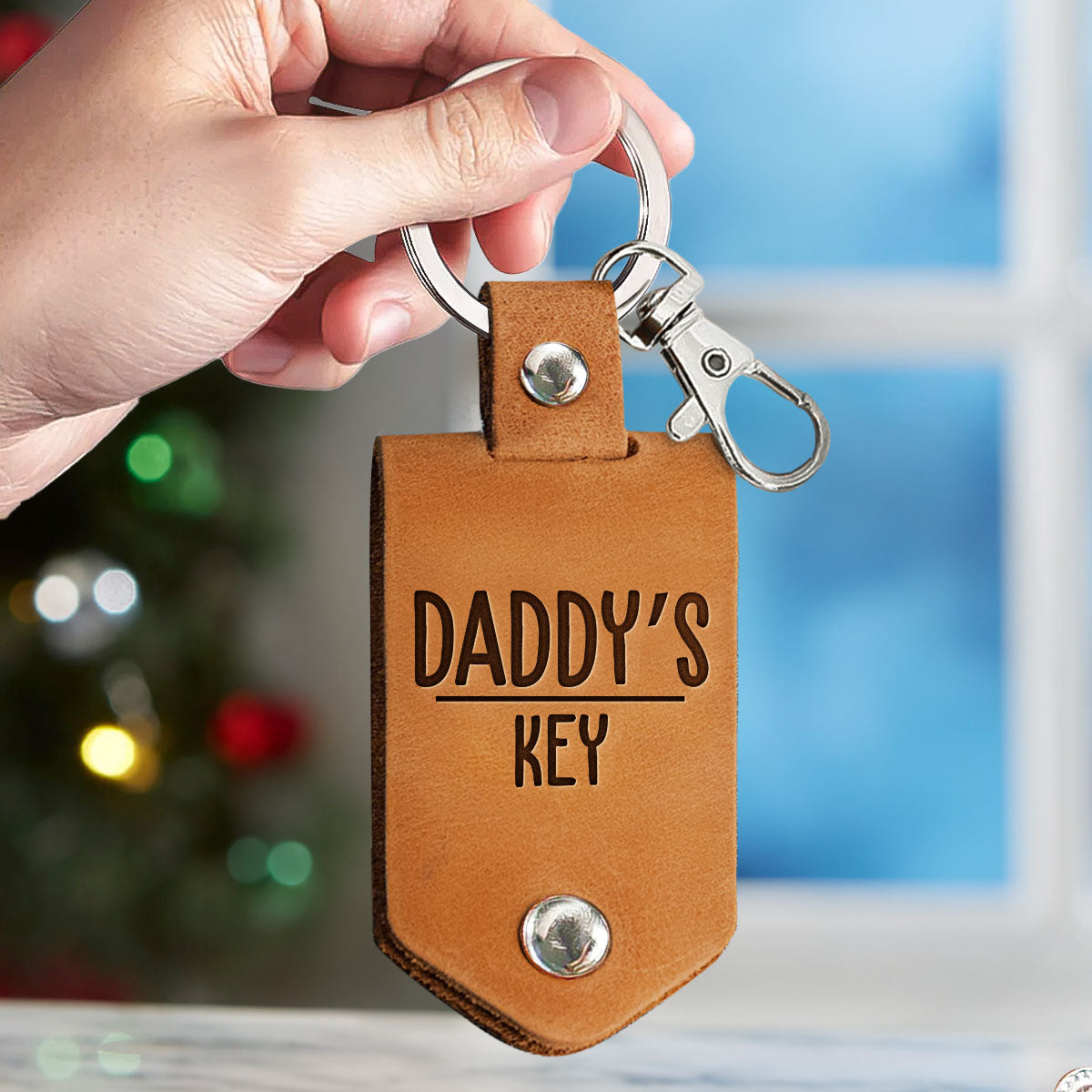 Daddy's Keys Drive Safe I Love You - Personalized Leather Photo Keychain