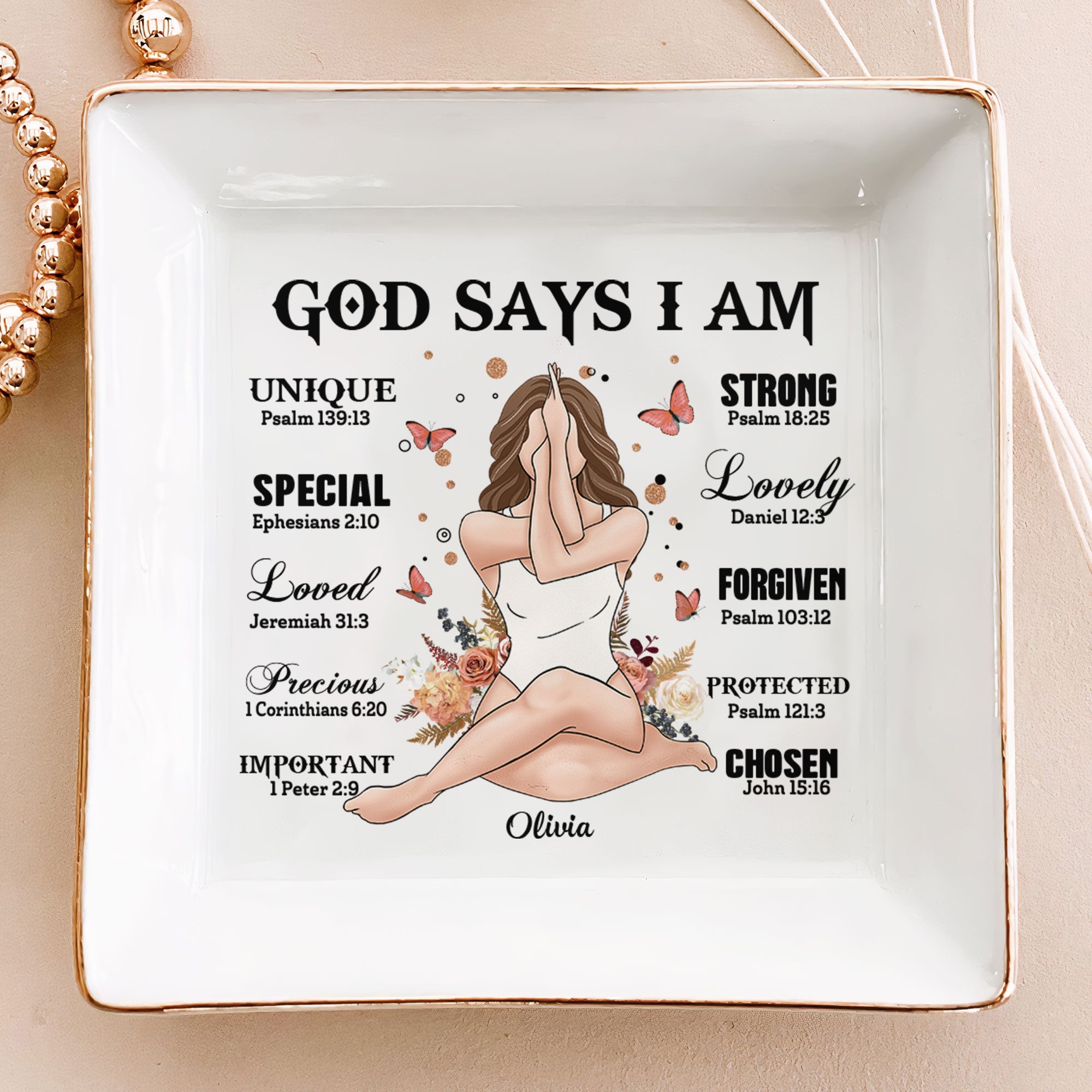 Daily Affirmation God Says I Am - Personalized Jewelry Dish