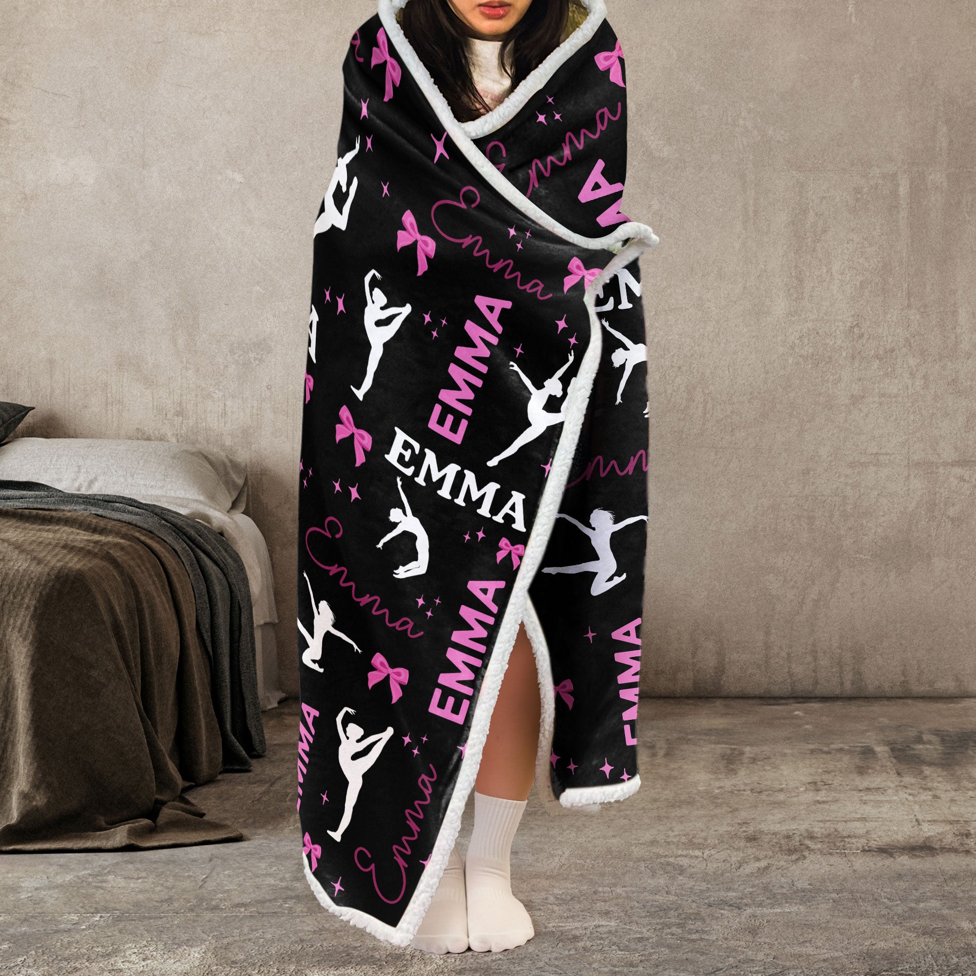 Dancing Girl Custom Name - Personalized Wearable Blanket Hoodie