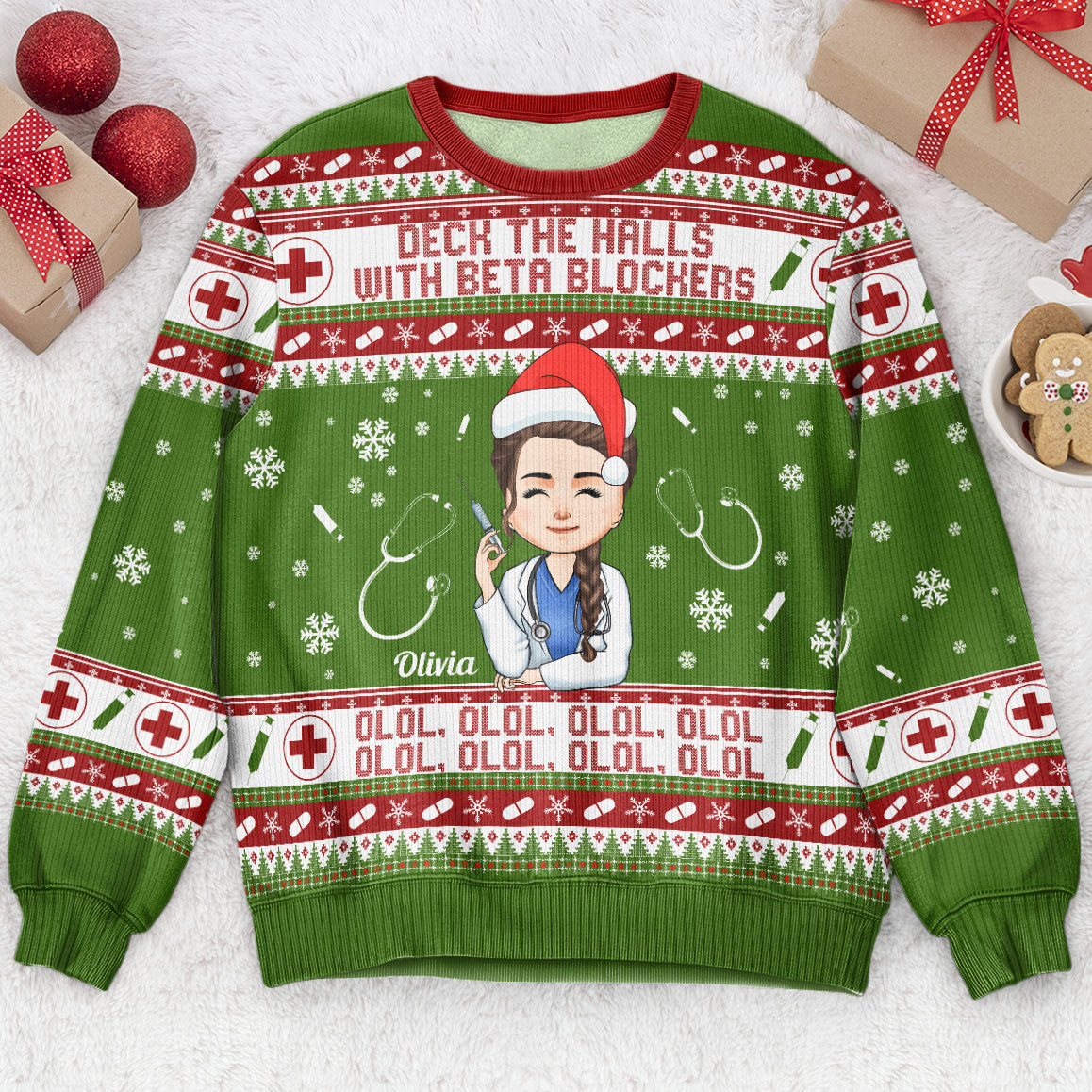 Deck The Halls With Beta Blockers - Personalized Ugly Sweater