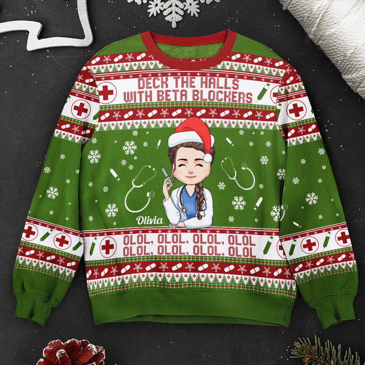 Deck The Halls With Beta Blockers - Personalized Ugly Sweater