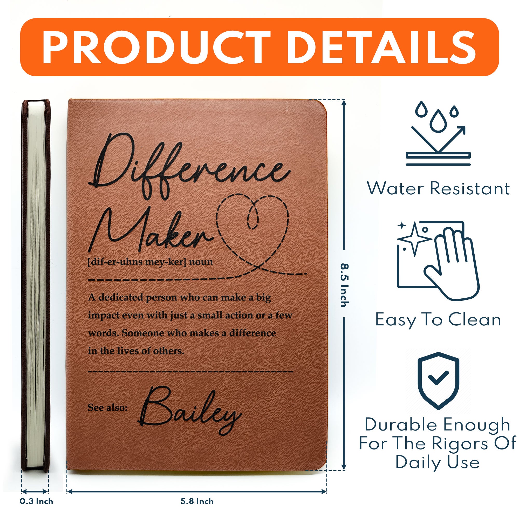 Difference Maker - Personalized Leather Journal