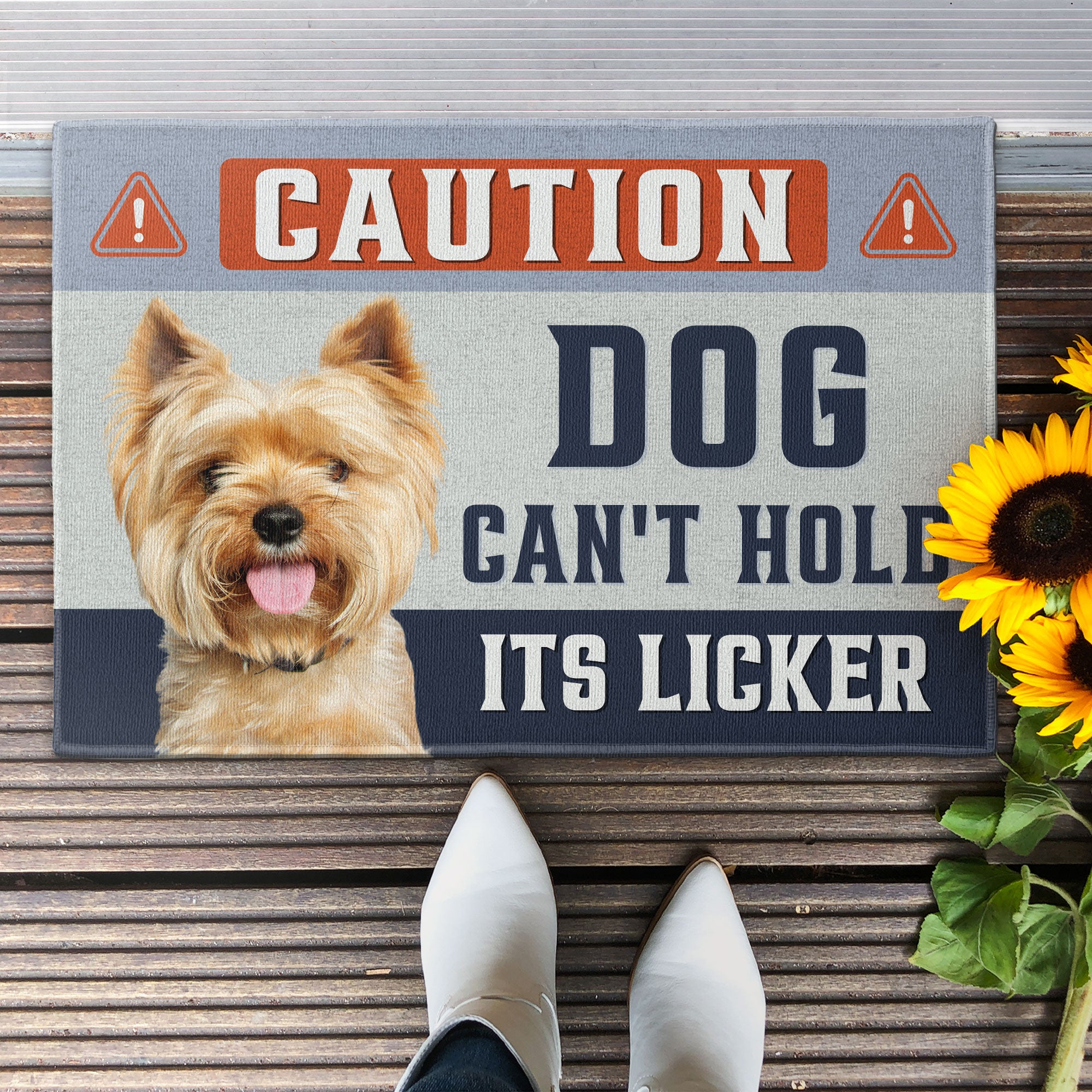 Dog Can't Hold Its Licker - Personalized Photo Doormat