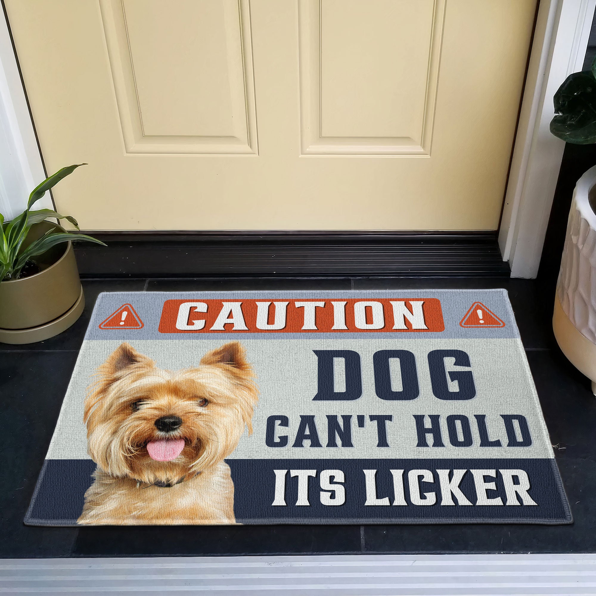 Dog Can't Hold Its Licker - Personalized Photo Doormat