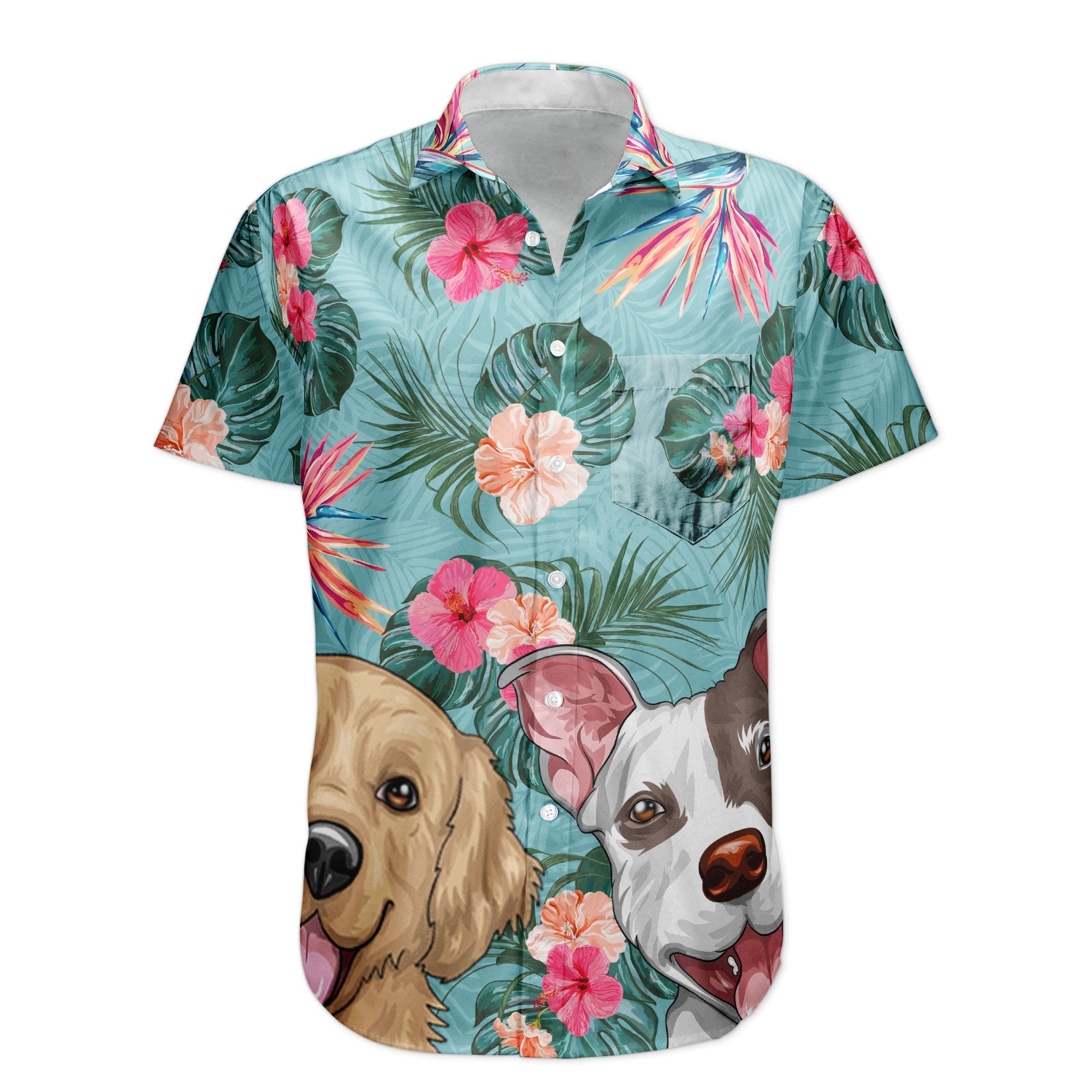 Dog Cat Pet Lovers Tropical Flower Leaf Summer Paradise - Personalized Hawaiian Shirt