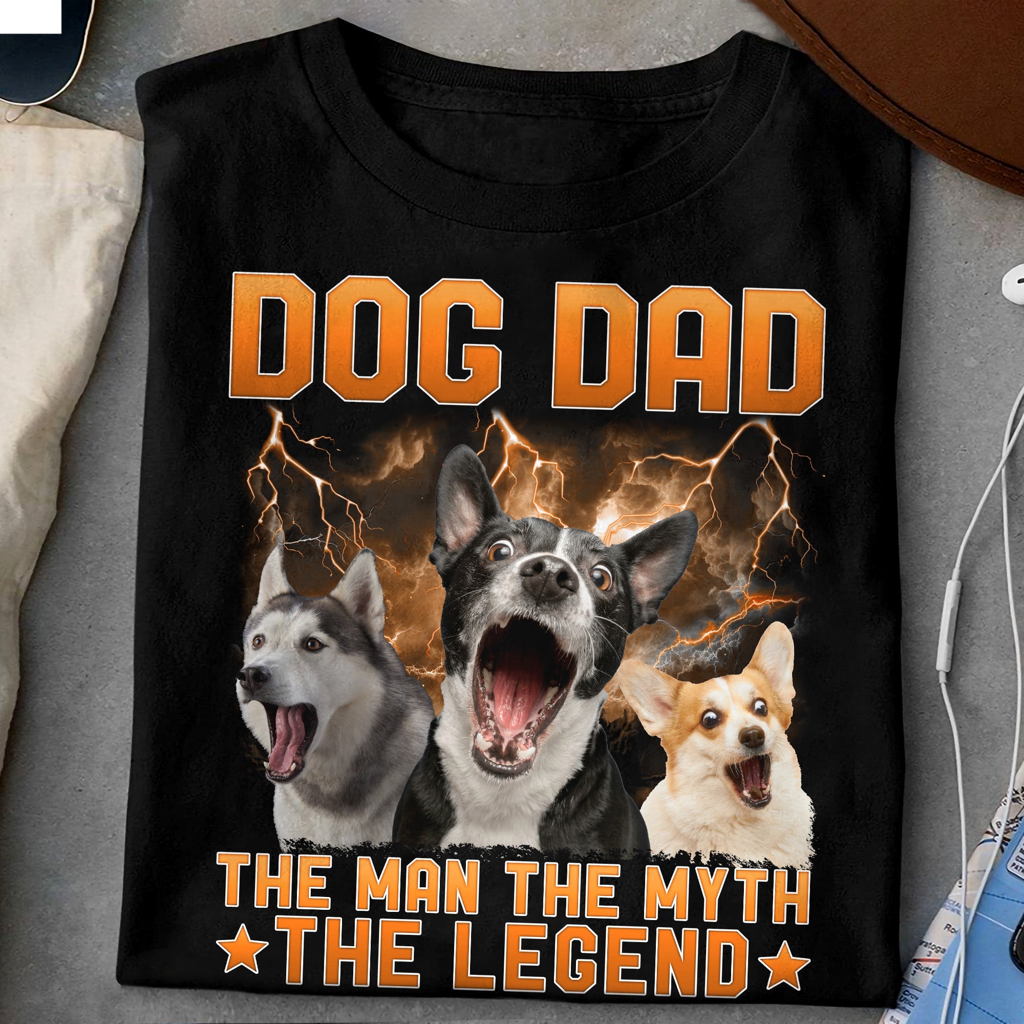 Dog Dad The Man The Myth The Legend - Personalized Photo Shirt