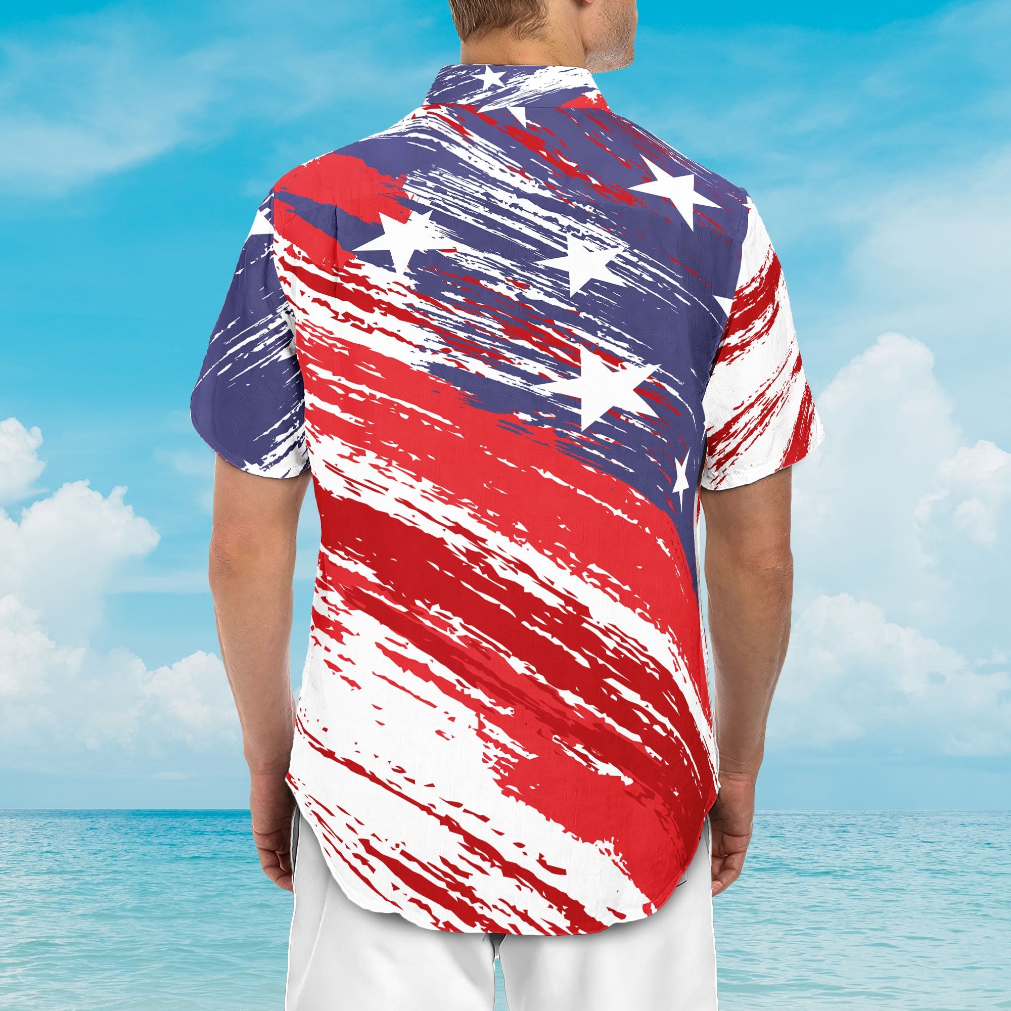 Dog In Pocket American Flag Patriotic - Personalized Hawaiian Shirt