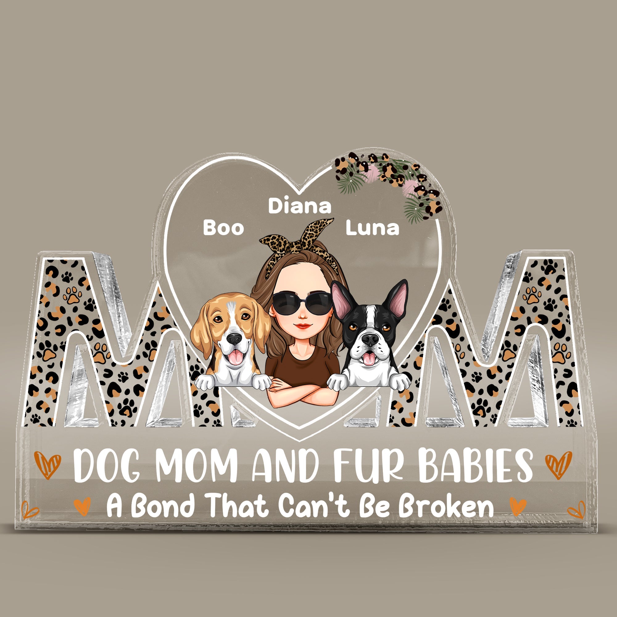 Dog Mom And Fur Babies - Personalized Mom Shaped Acylic Plaque