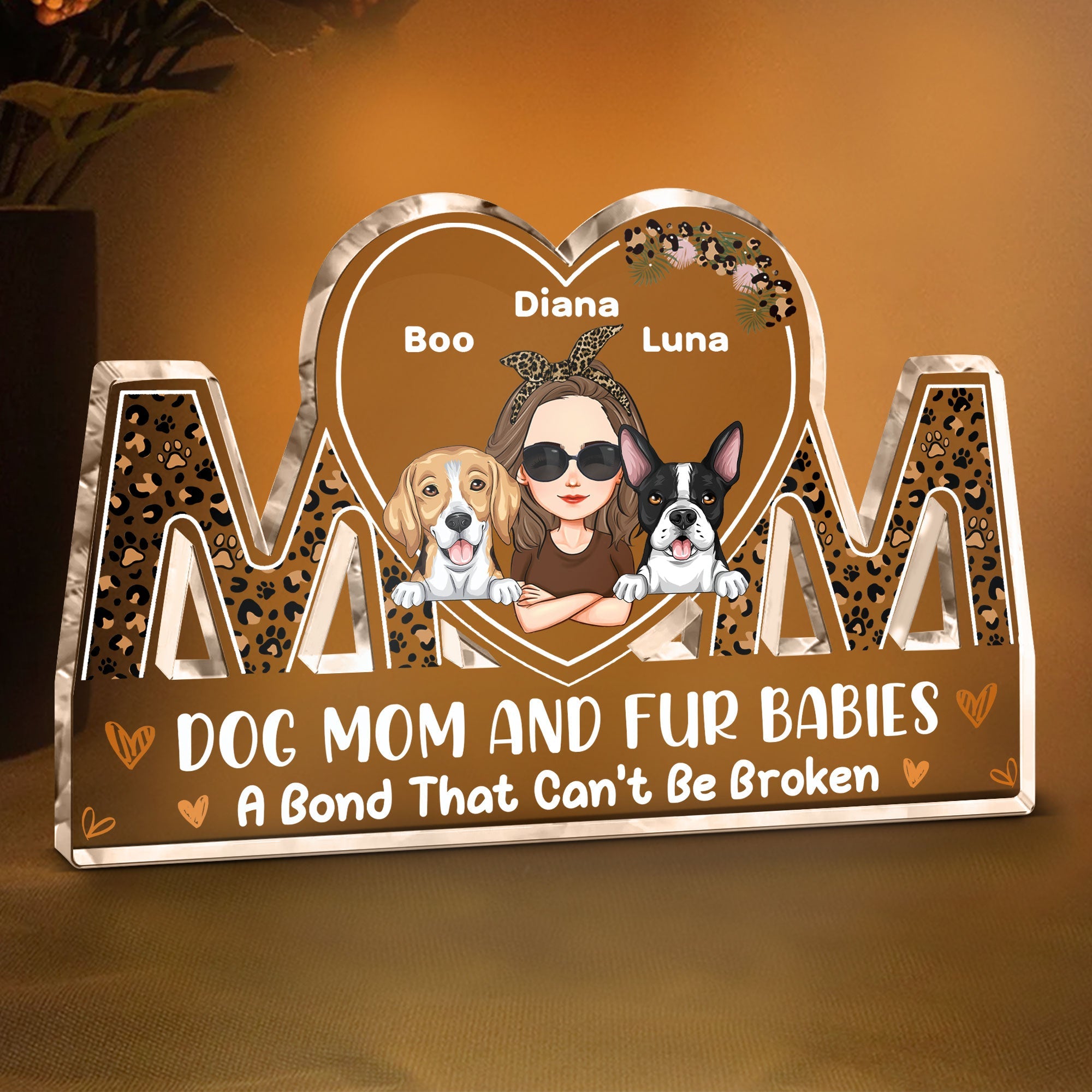 Dog Mom And Fur Babies - Personalized Mom Shaped Acylic Plaque