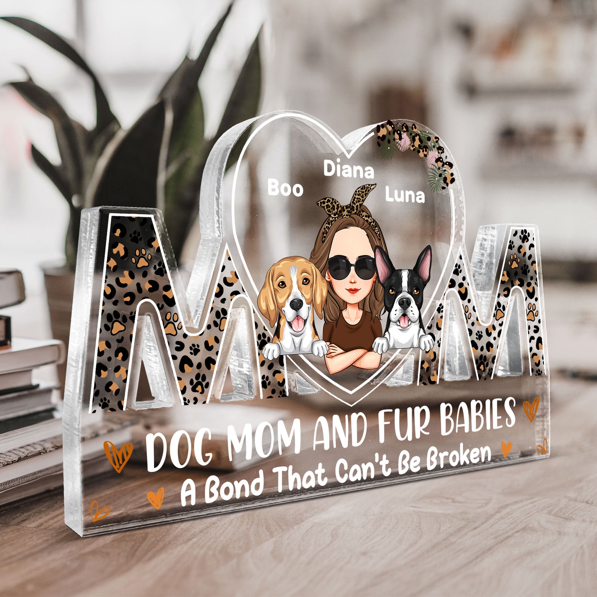 Dog Mom And Fur Babies - Personalized Mom Shaped Acylic Plaque