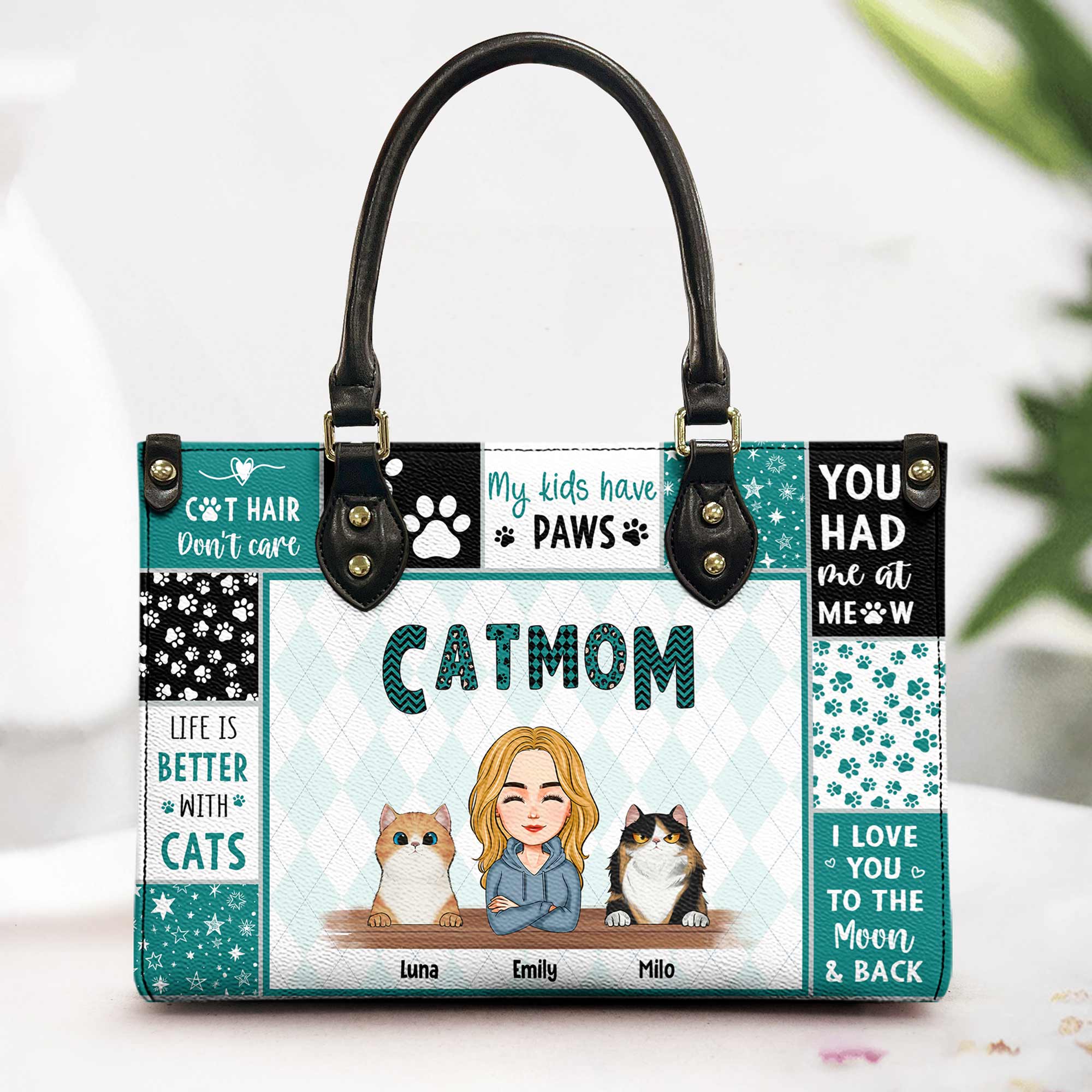 Dog Mom Cat Mom New Version - Personalized Leather Bag