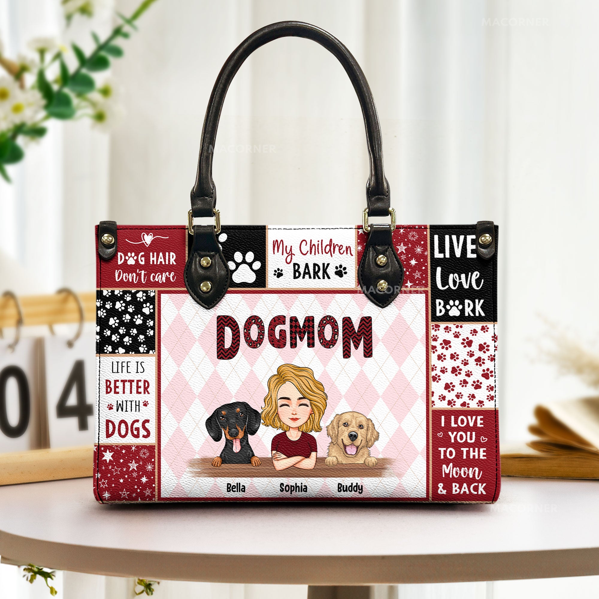 Dog Mom Cat Mom New Version - Personalized Leather Bag