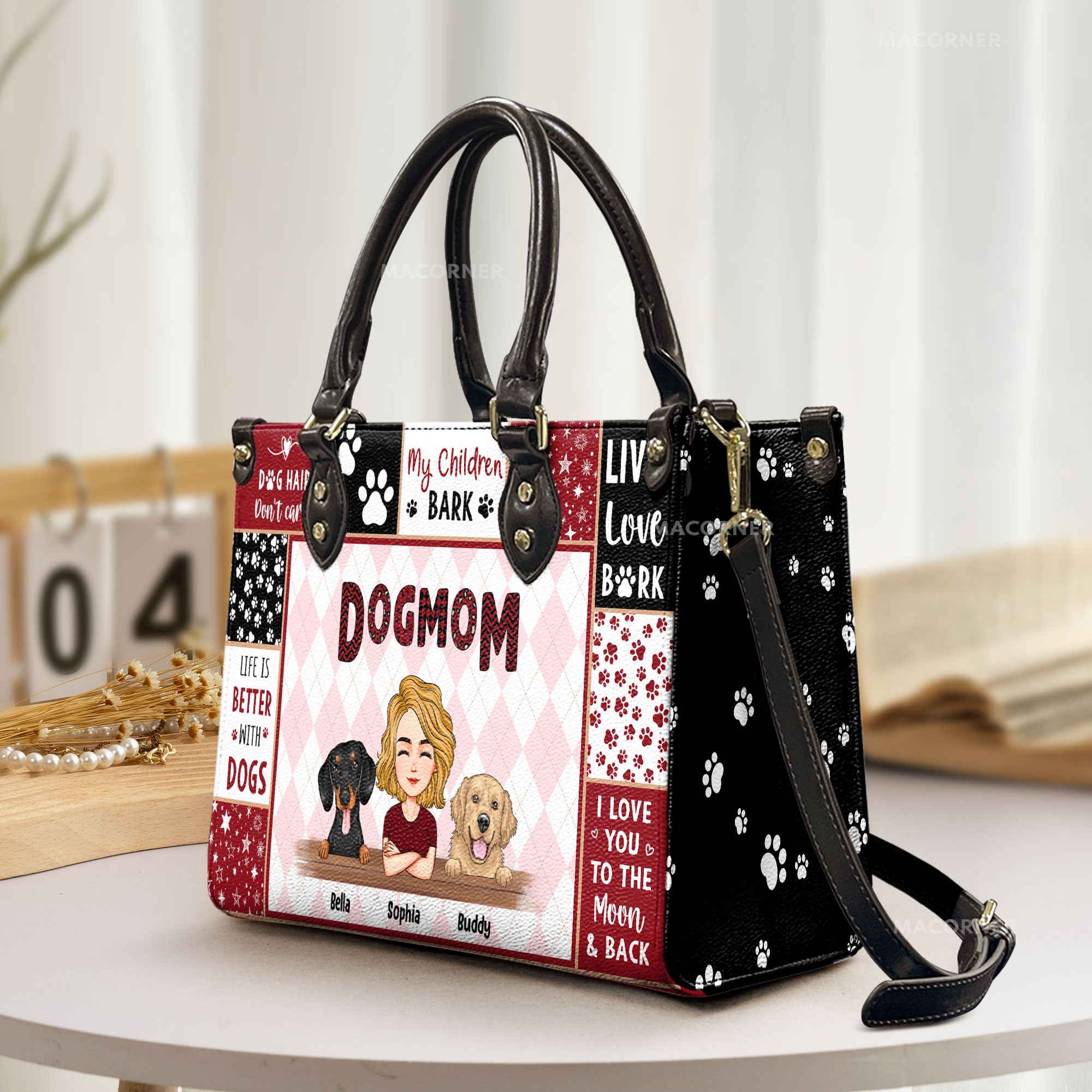 Dog Mom Cat Mom New Version - Personalized Leather Bag