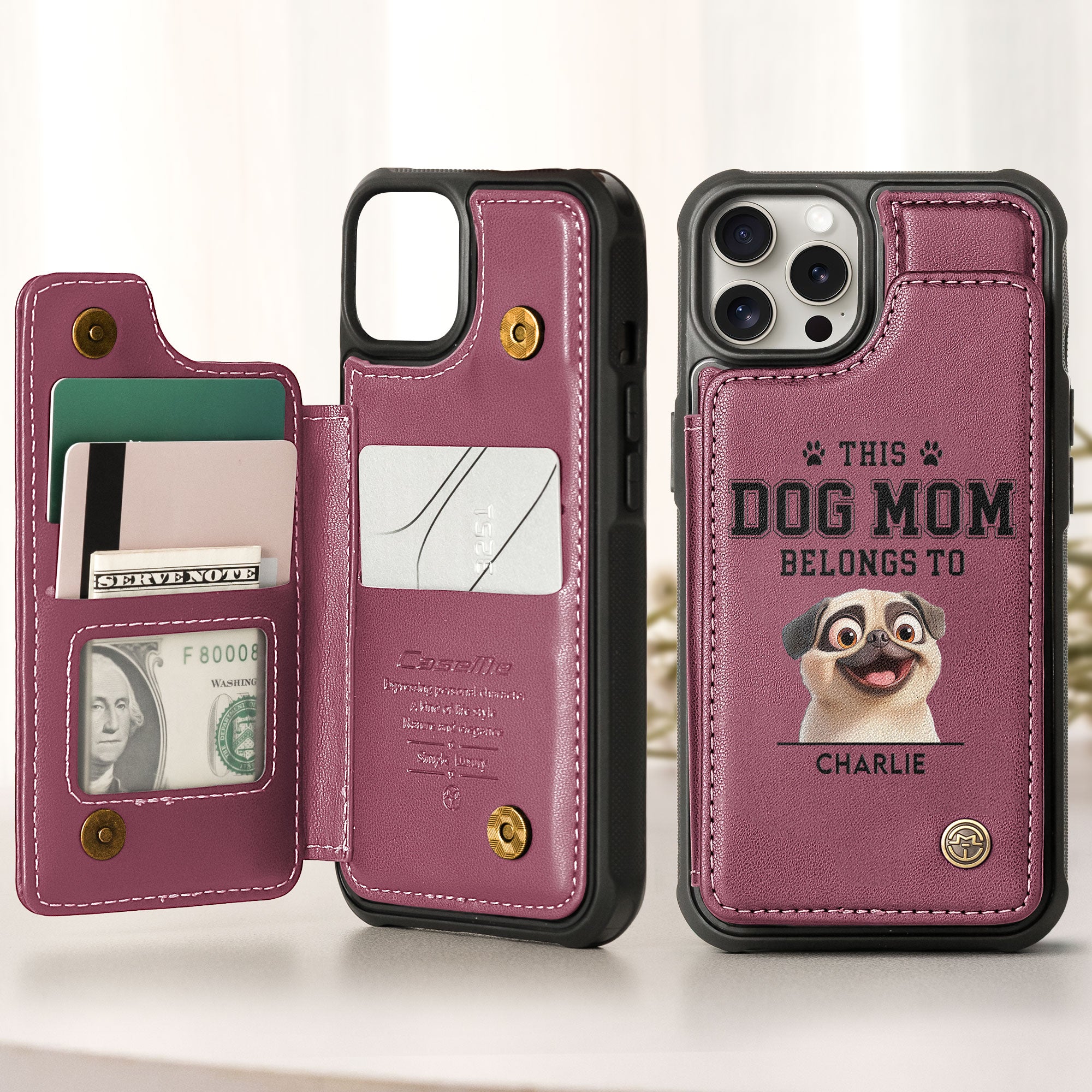 Dog Mom - Personalized Leather Flip Wallet Phone Case