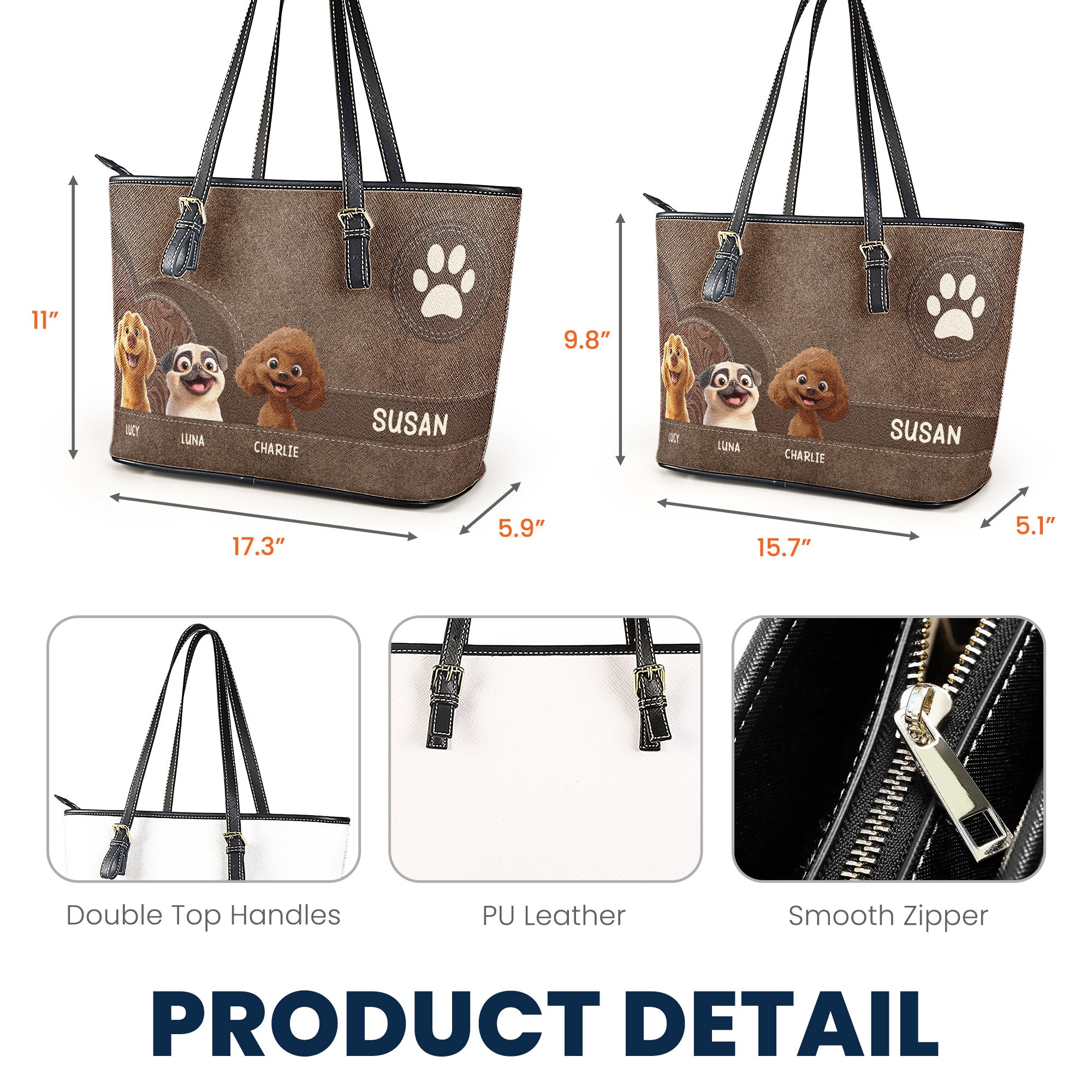 Dog Mom - Personalized Leather Tote Bag